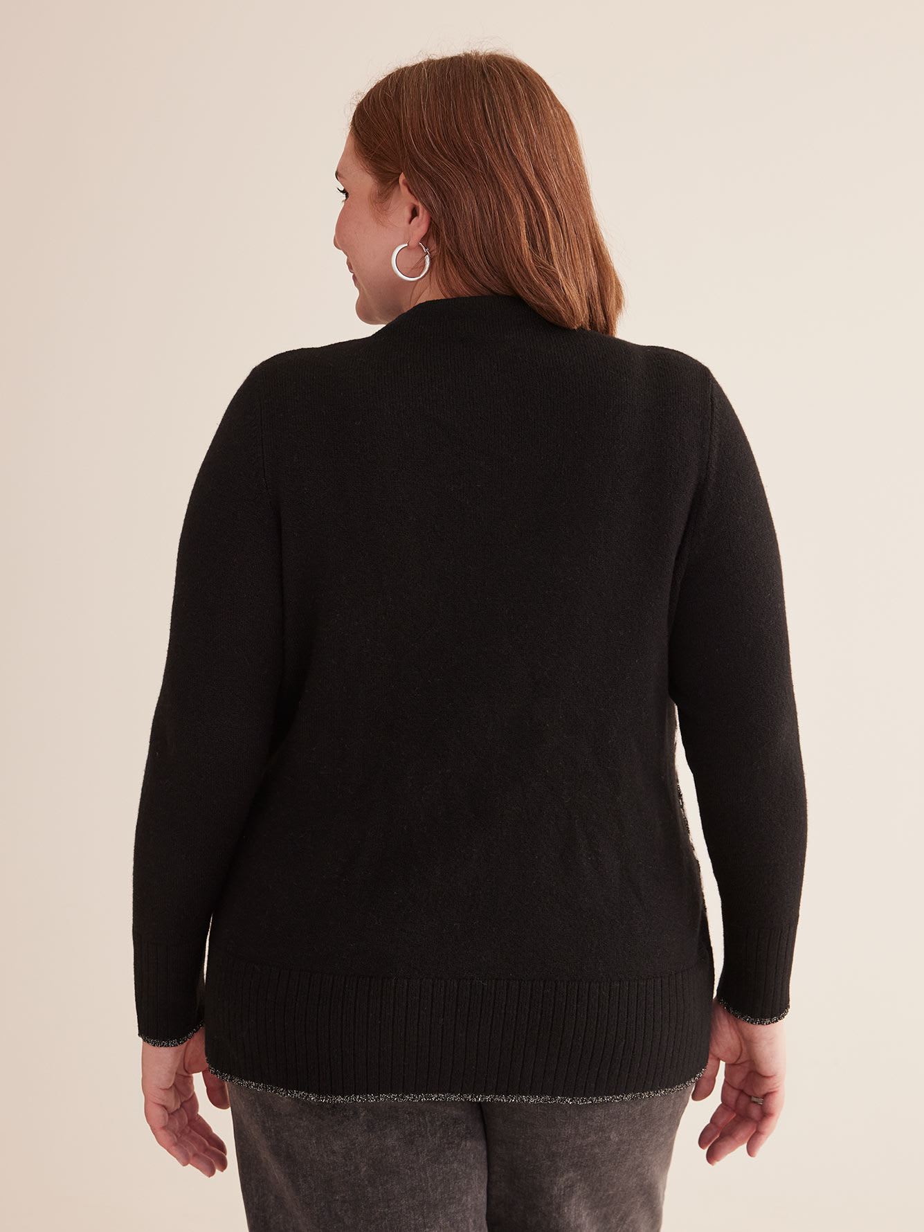 Fair Isle Jacquard Knit Sweater with Lurex
