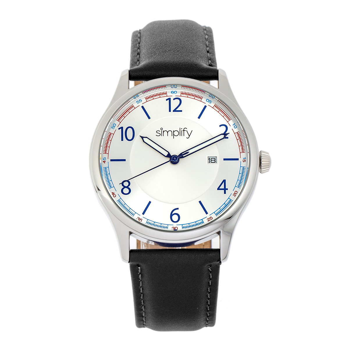 Simplify - The 6900 Leather-Band Watch w/ Date - Brown