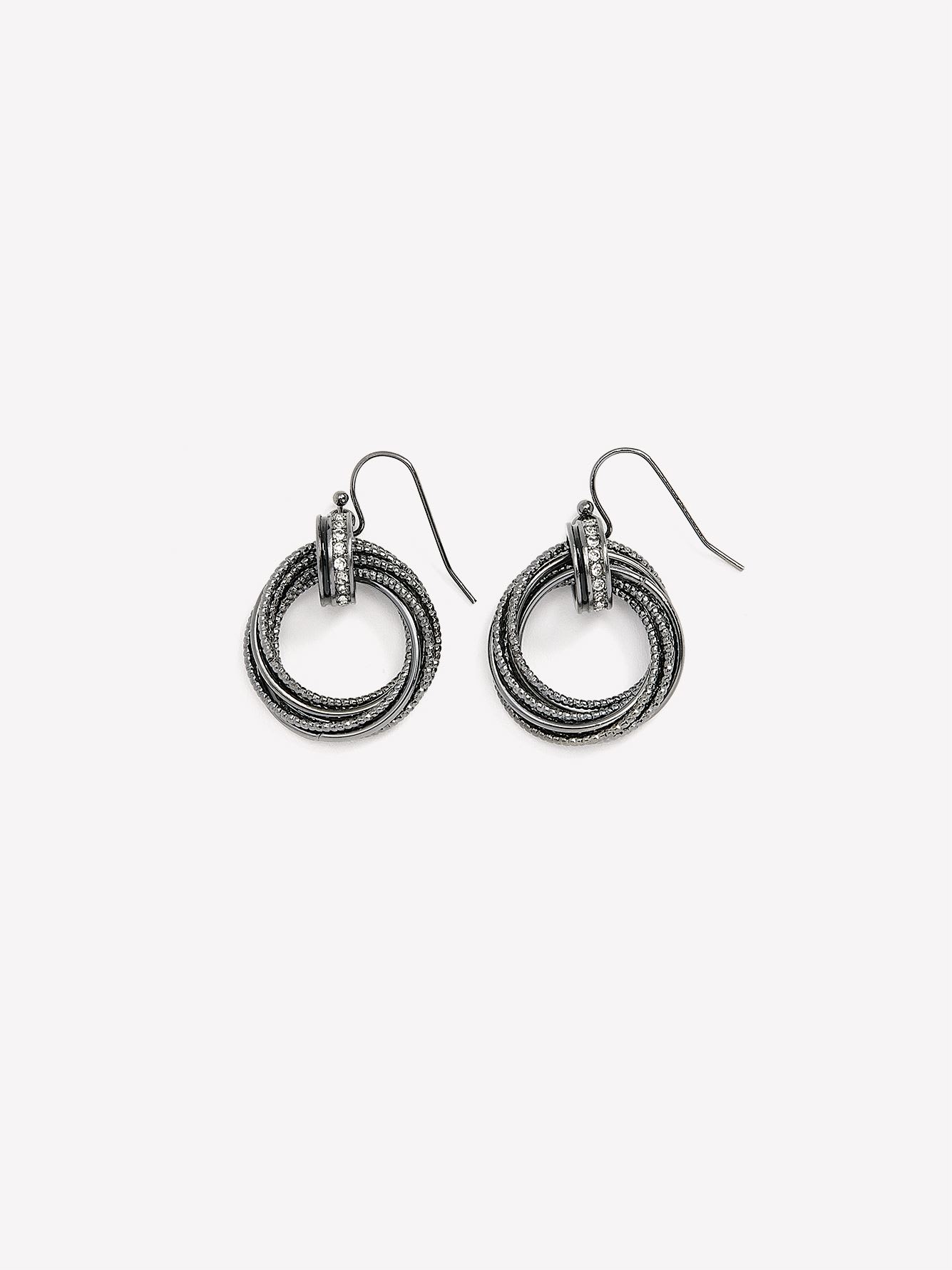 Black Textured Hoop Earrings
