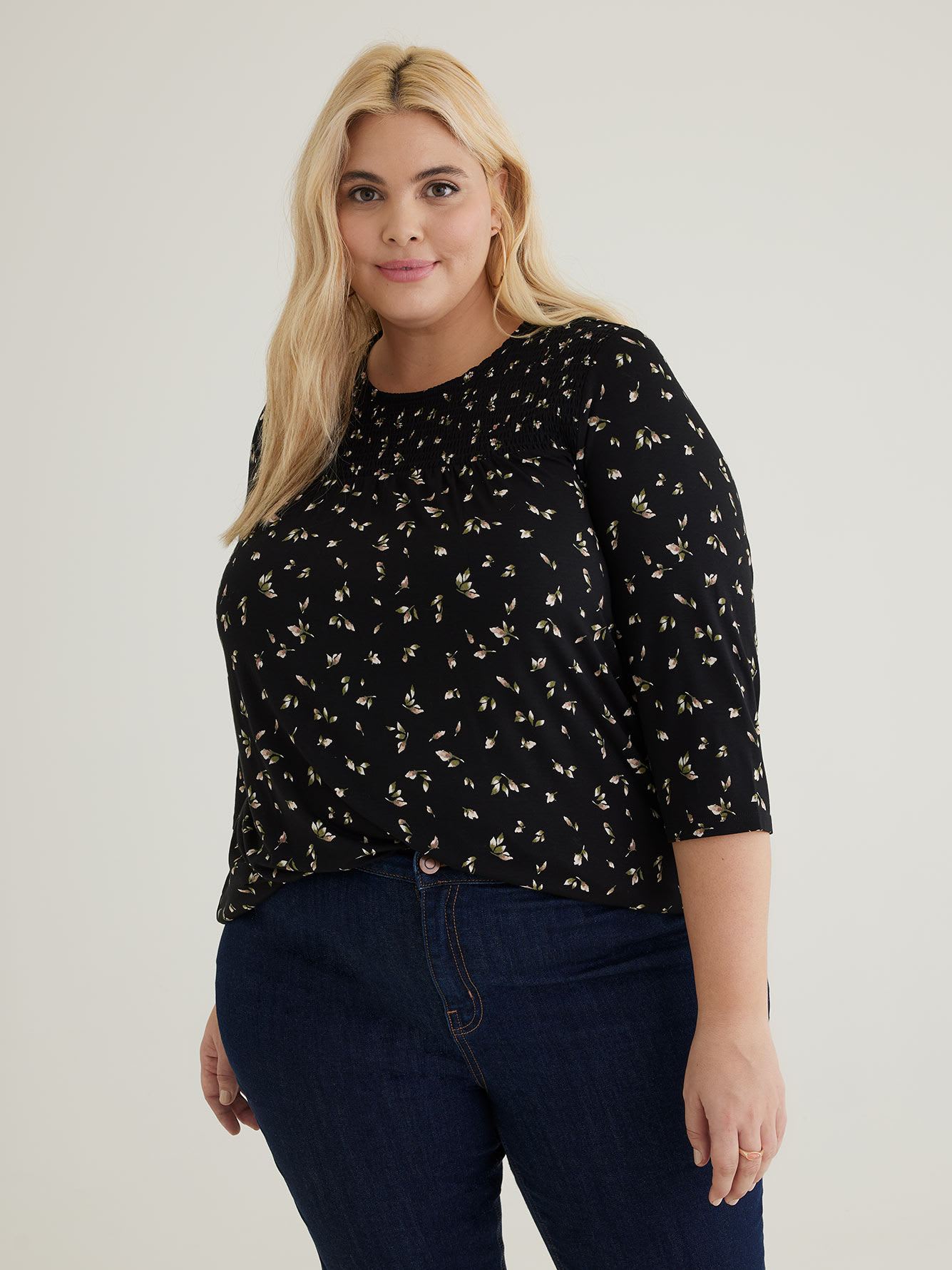 Tunic Knit Top with Smocking