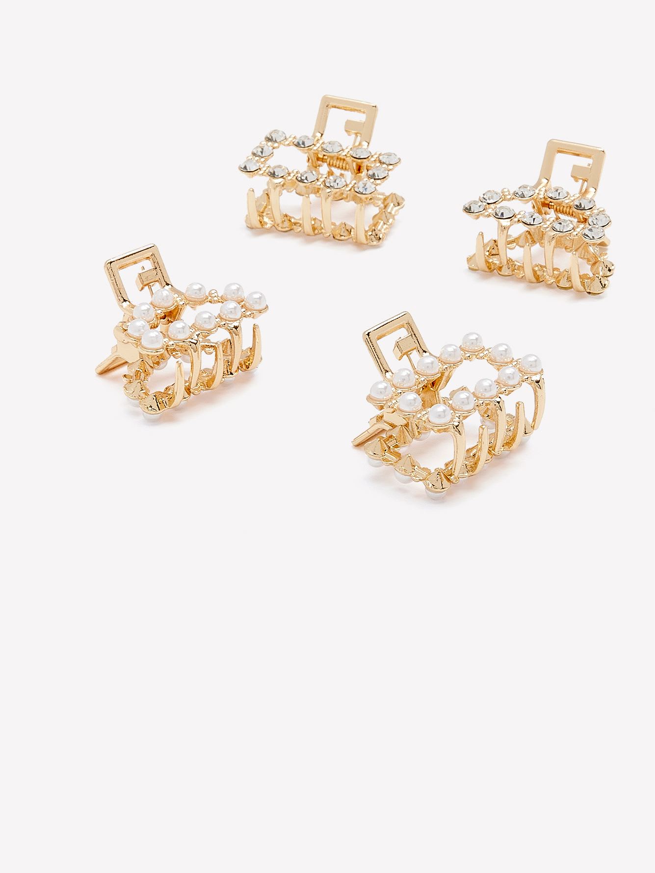 Mini Golden Hair Clips, Set of 4