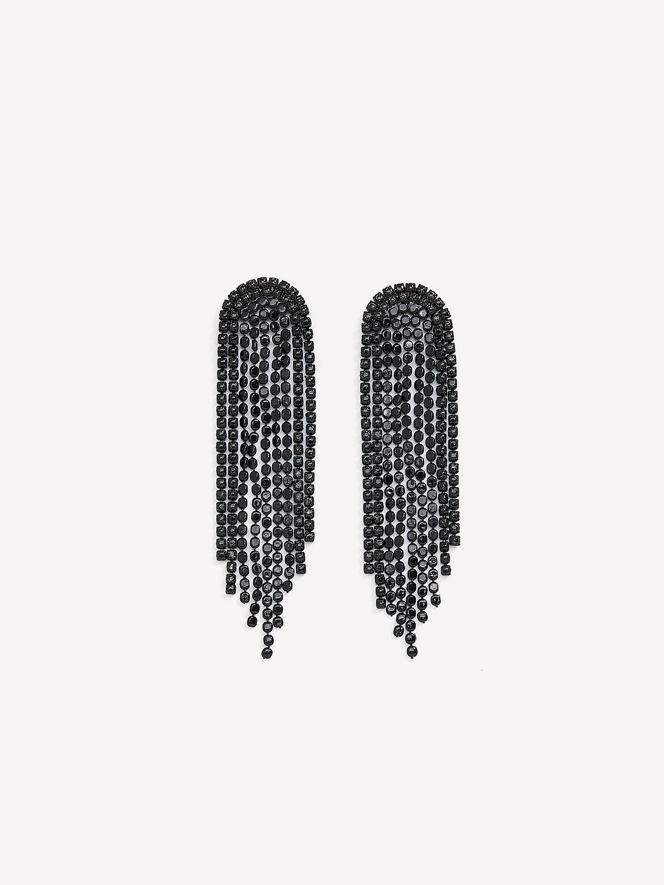 Long Black Tassel Drop Earrings