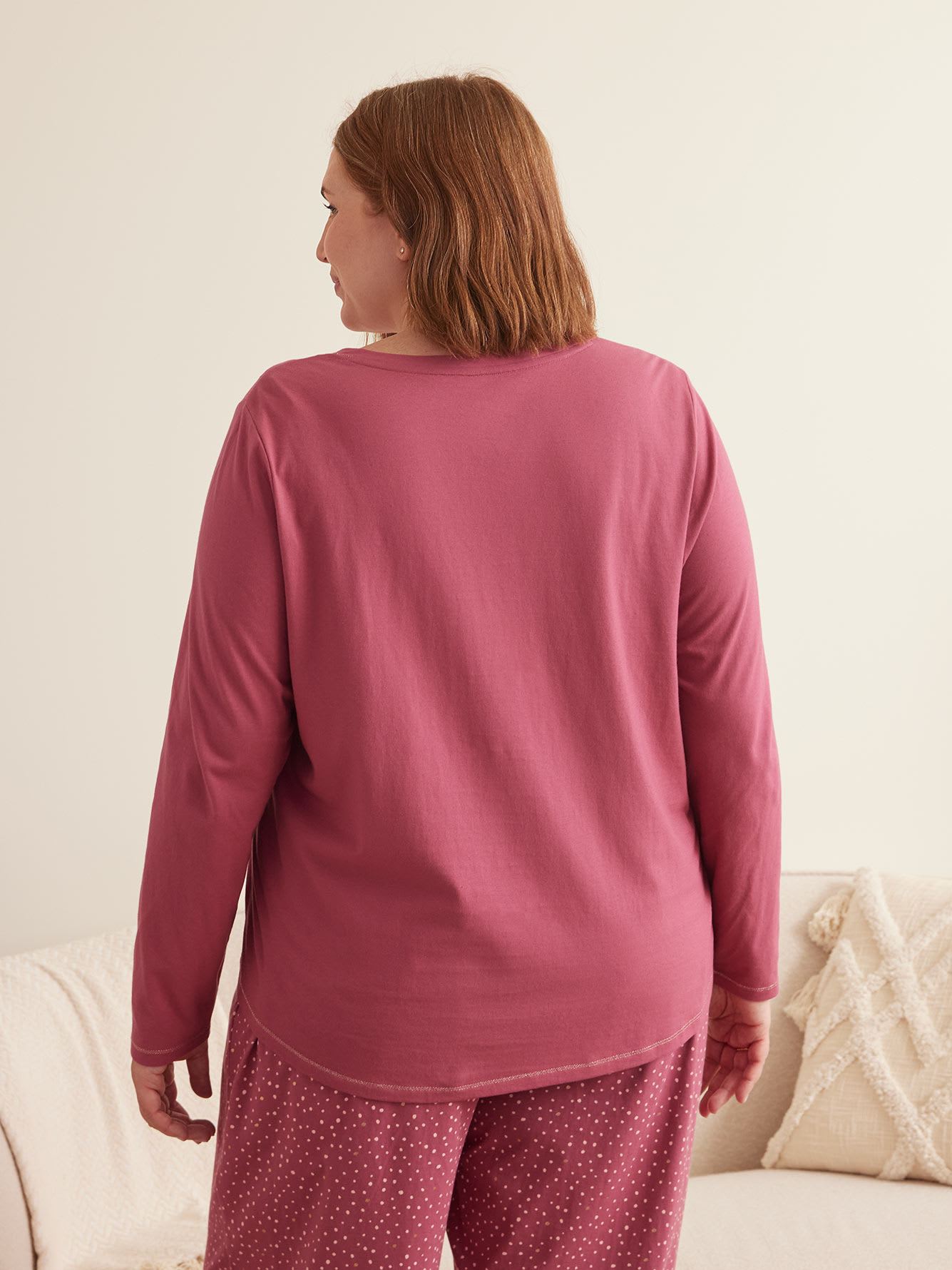 Long-Sleeve Round Henley Neck Pyjama Top - ti Voglio