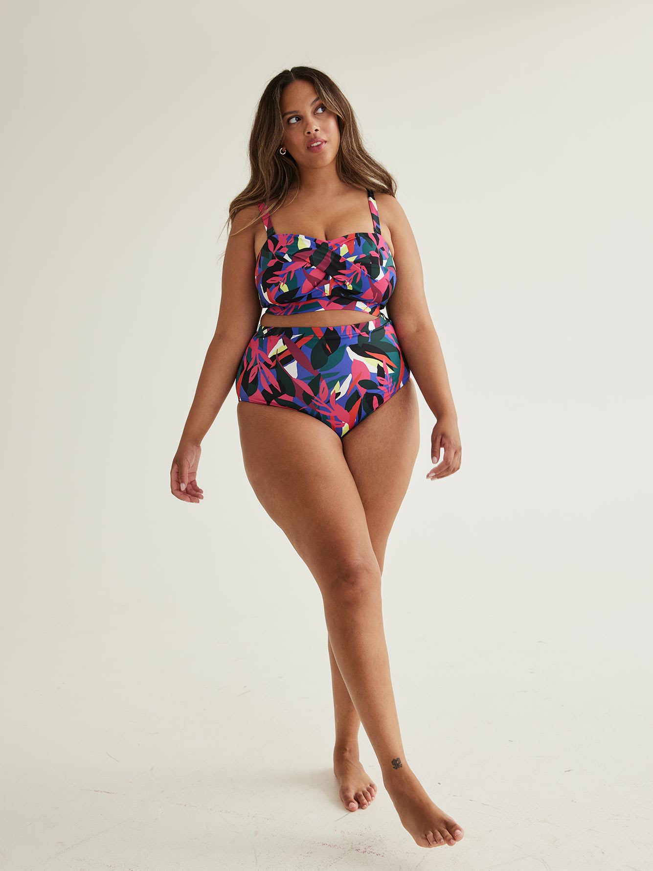 Reversible Tropical High-Waisted Swim Brief