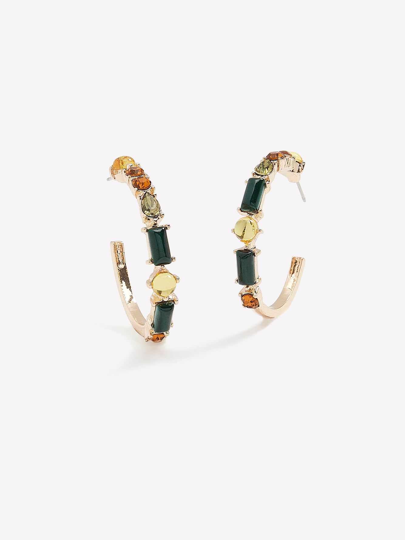 Open Hoop Earrings with Stones