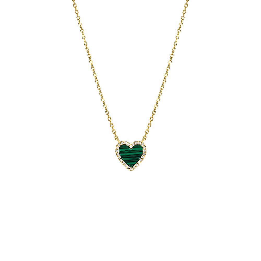 By Adina Eden -COLORED STONE PAVE HEART NECKLACE - MOTHER OF PEARL