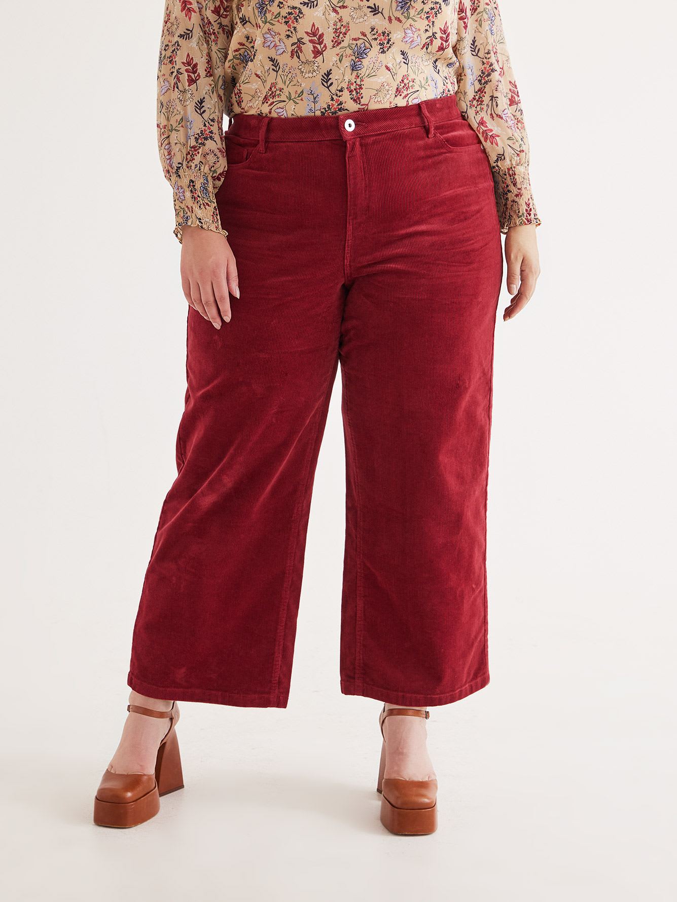 Responsible, Curvy-Fit High-Rise Wide-Leg Corduroy Pant