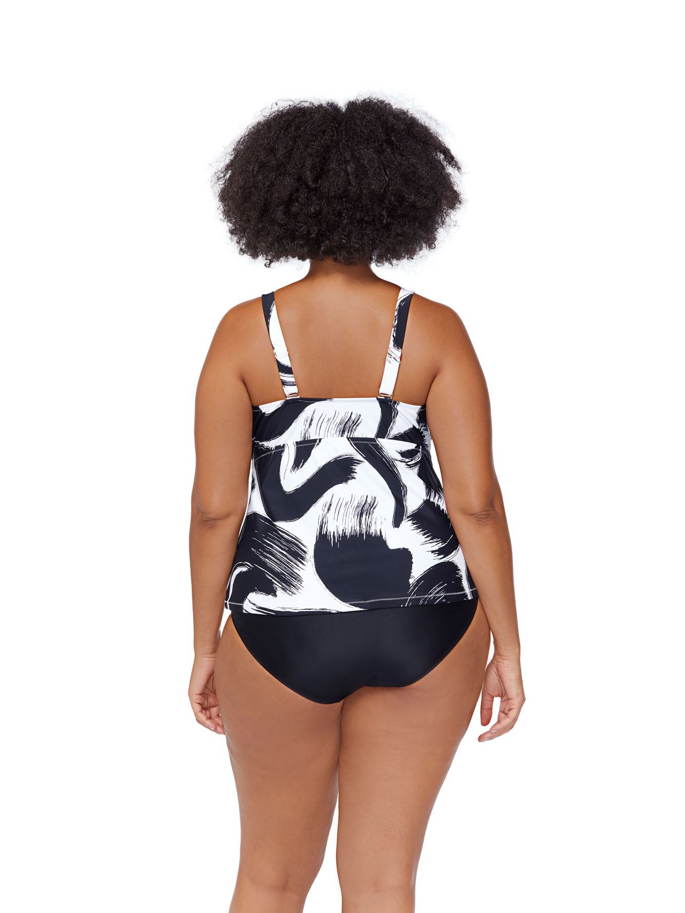 Zanzibar Tankini Top, Paint Brush Print - Raisins Curve