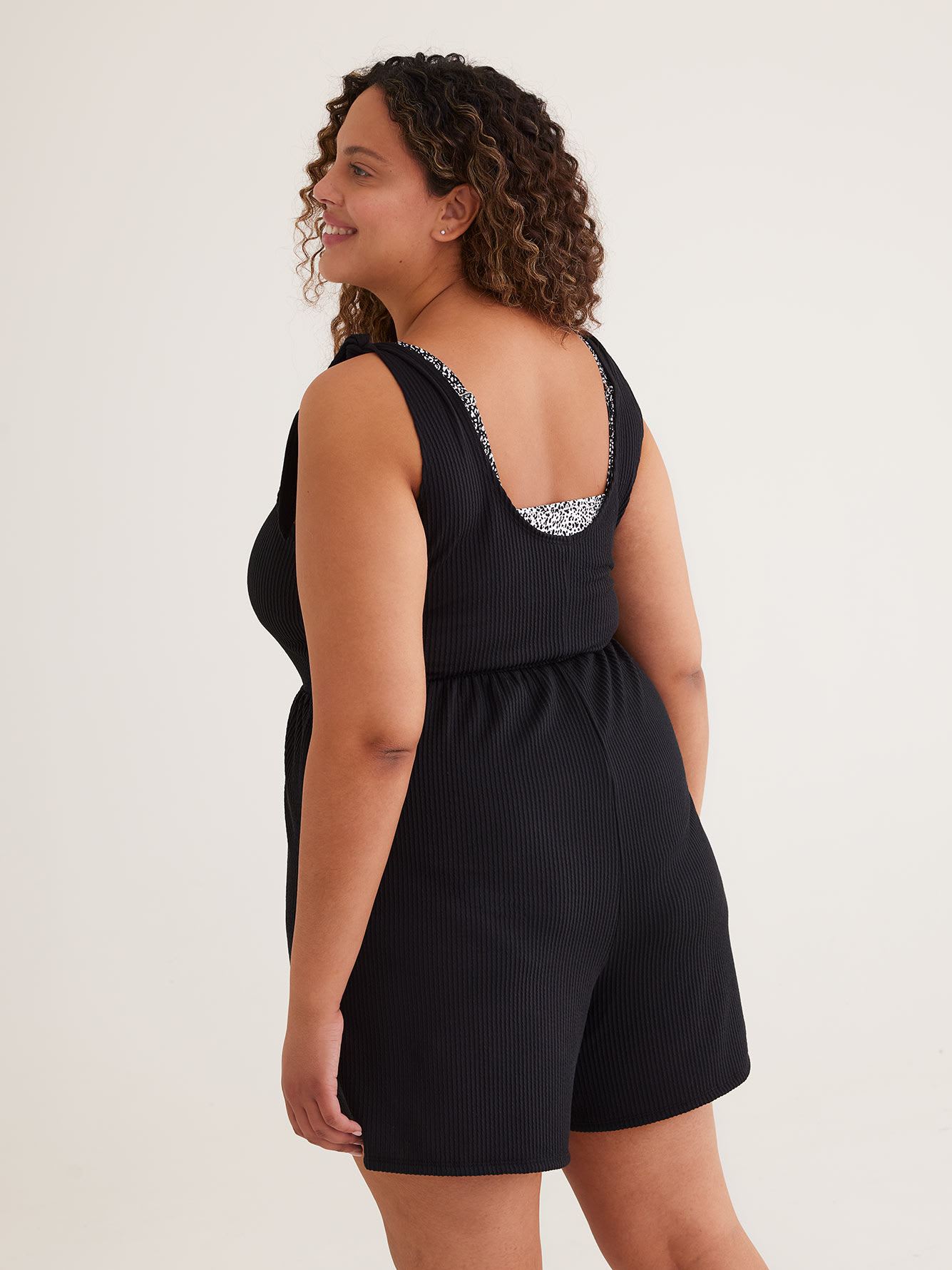 Black Swimsuit Cover-Up Romper