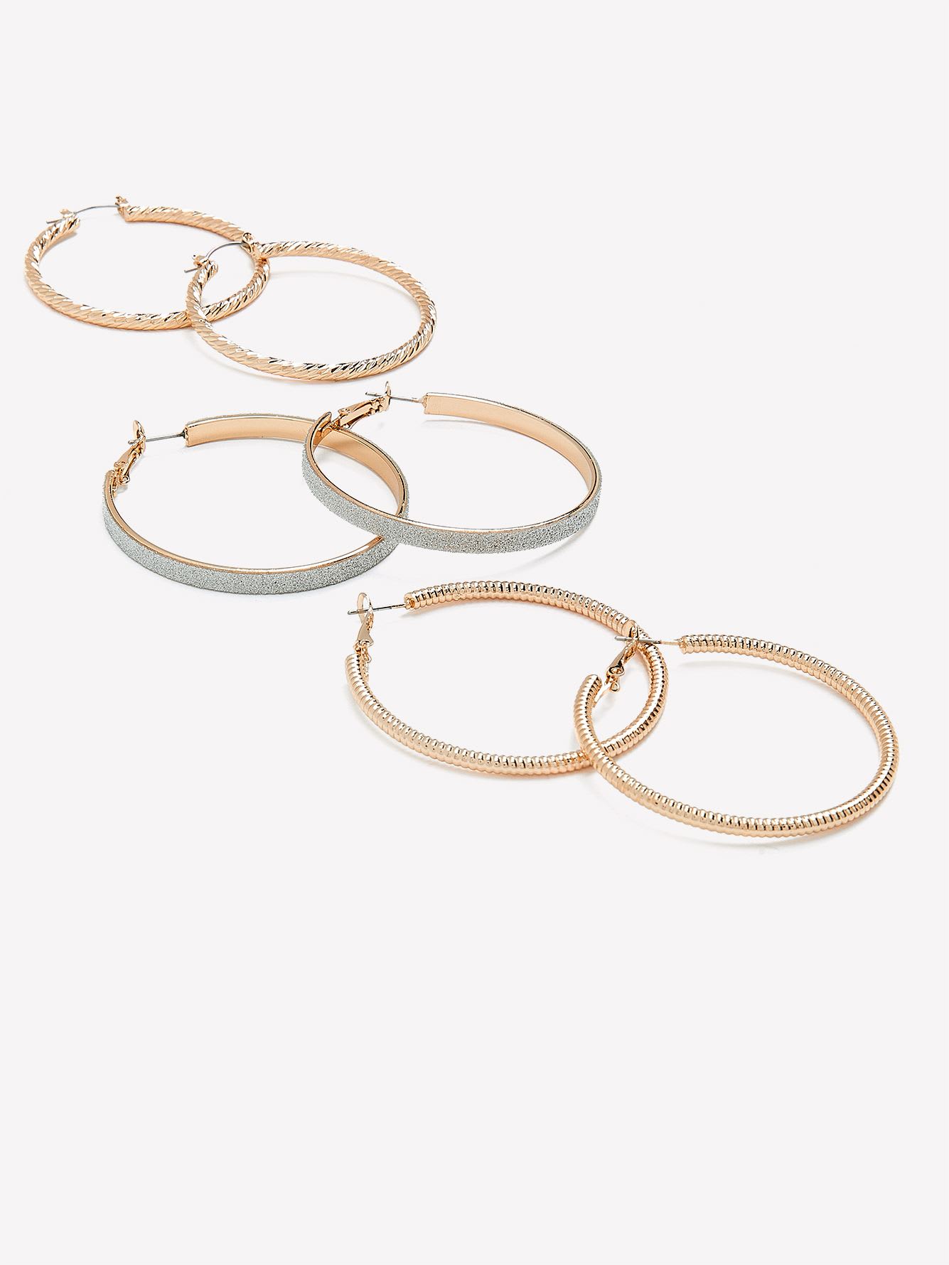 Hoop Earrings with Paper Glitter, Set of 3