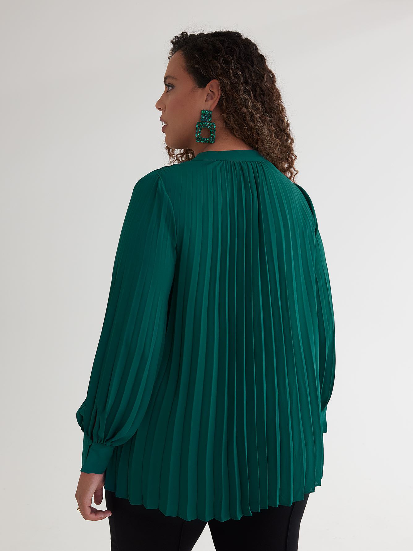 Responsible, Silky Pleated Buttoned Down Blouse