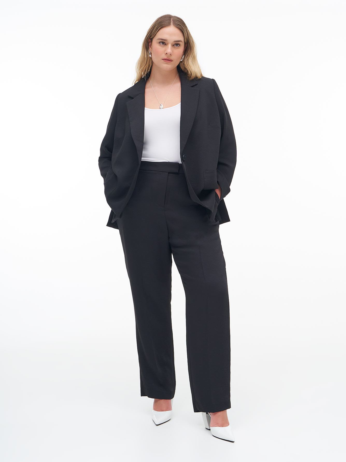 Long Blazer with Side Slits - Addition Elle
