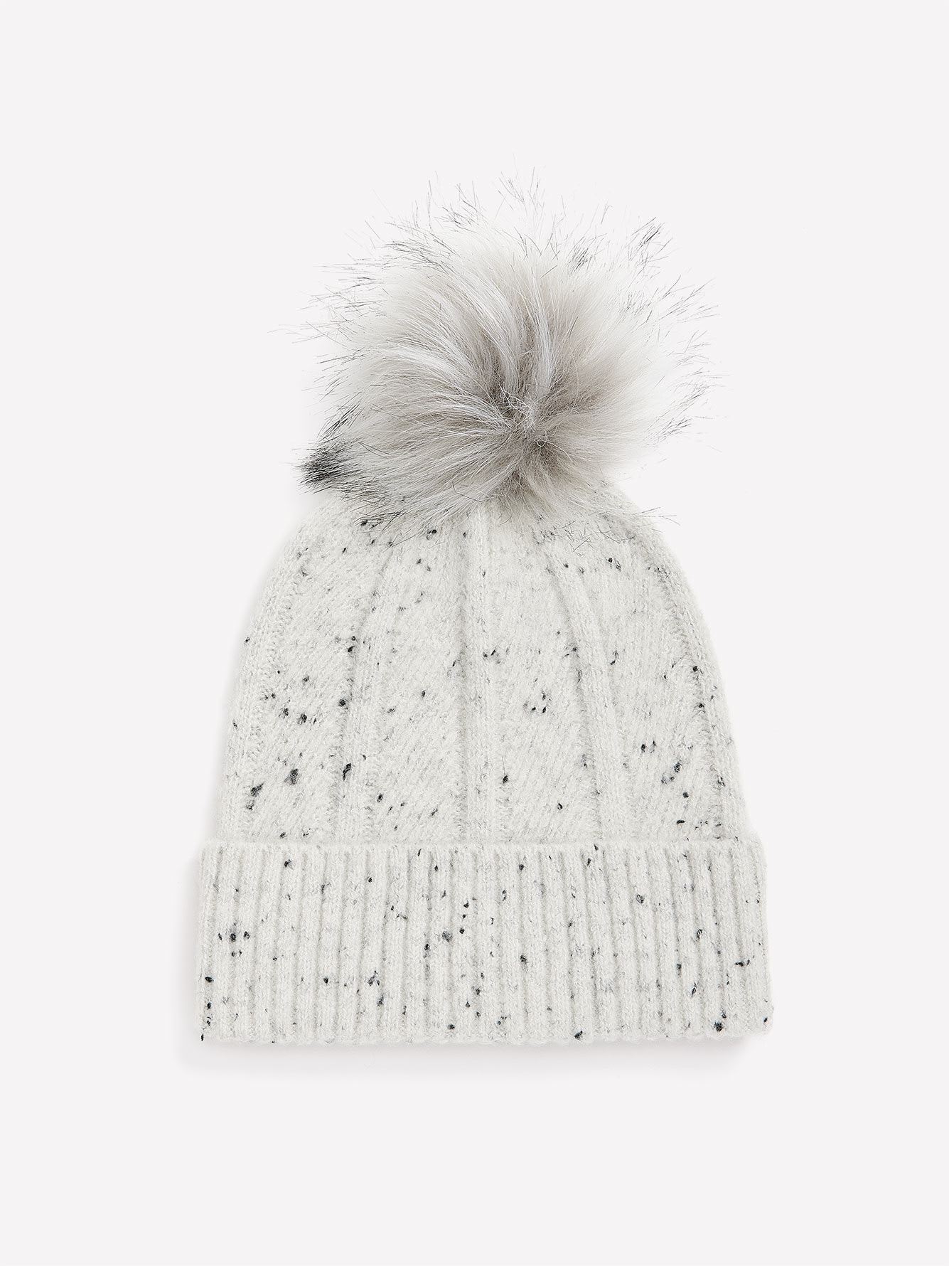 Nep Yarn Cuff Beanie with Pompom