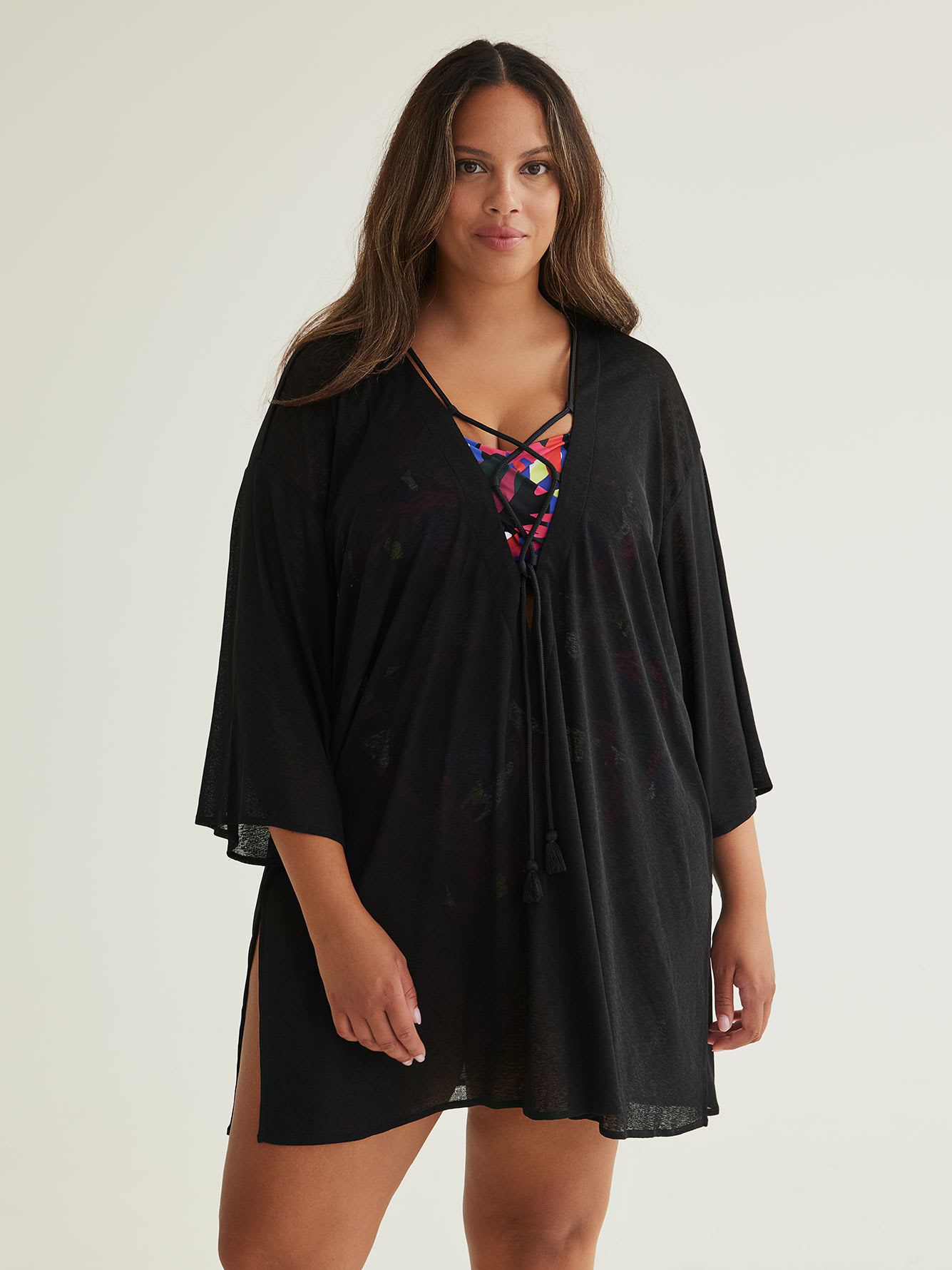 Black Knit Swim Cover-Up Dress