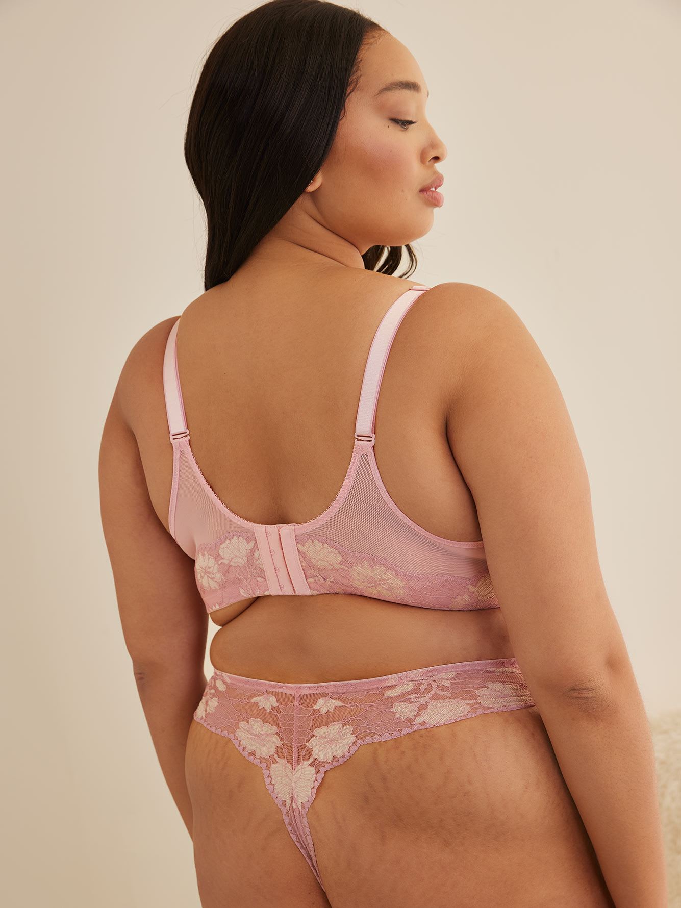 Satin Microfibre Thong with Lace Waistband - Déesse Collection
