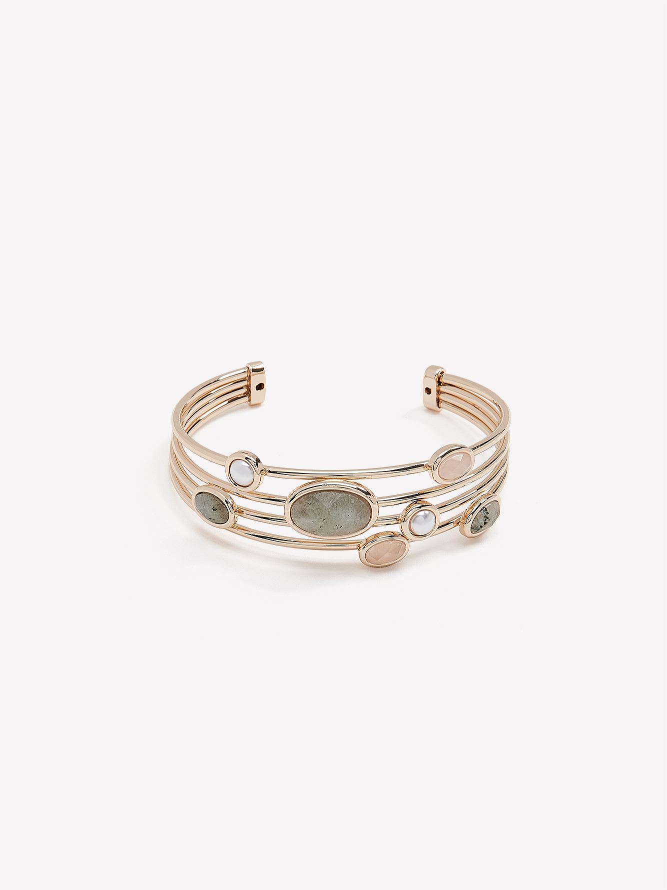 Golden Cuff Bracelet with Dark Stones