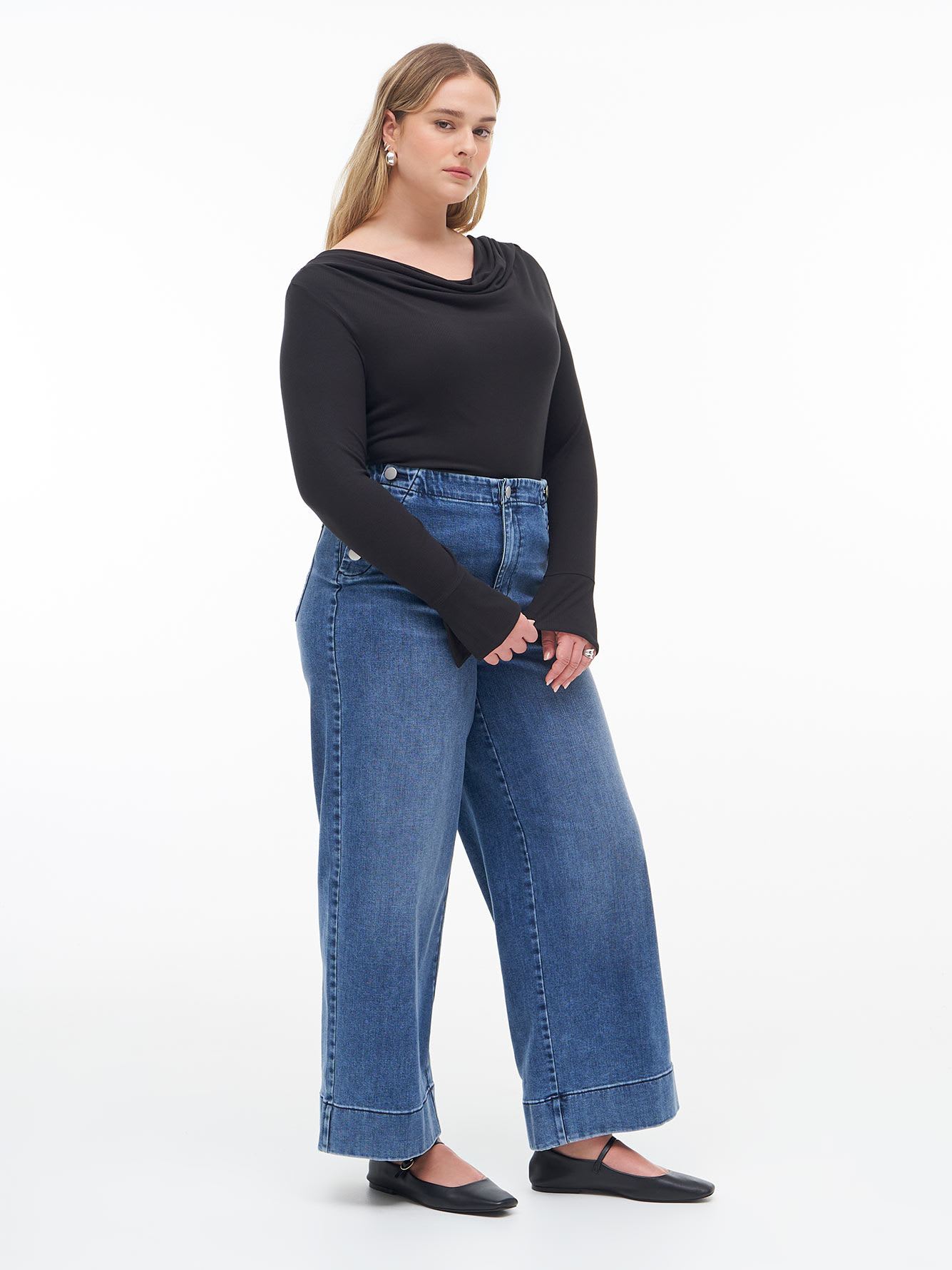 Black Cowl Neck Knit Top - Addition Elle