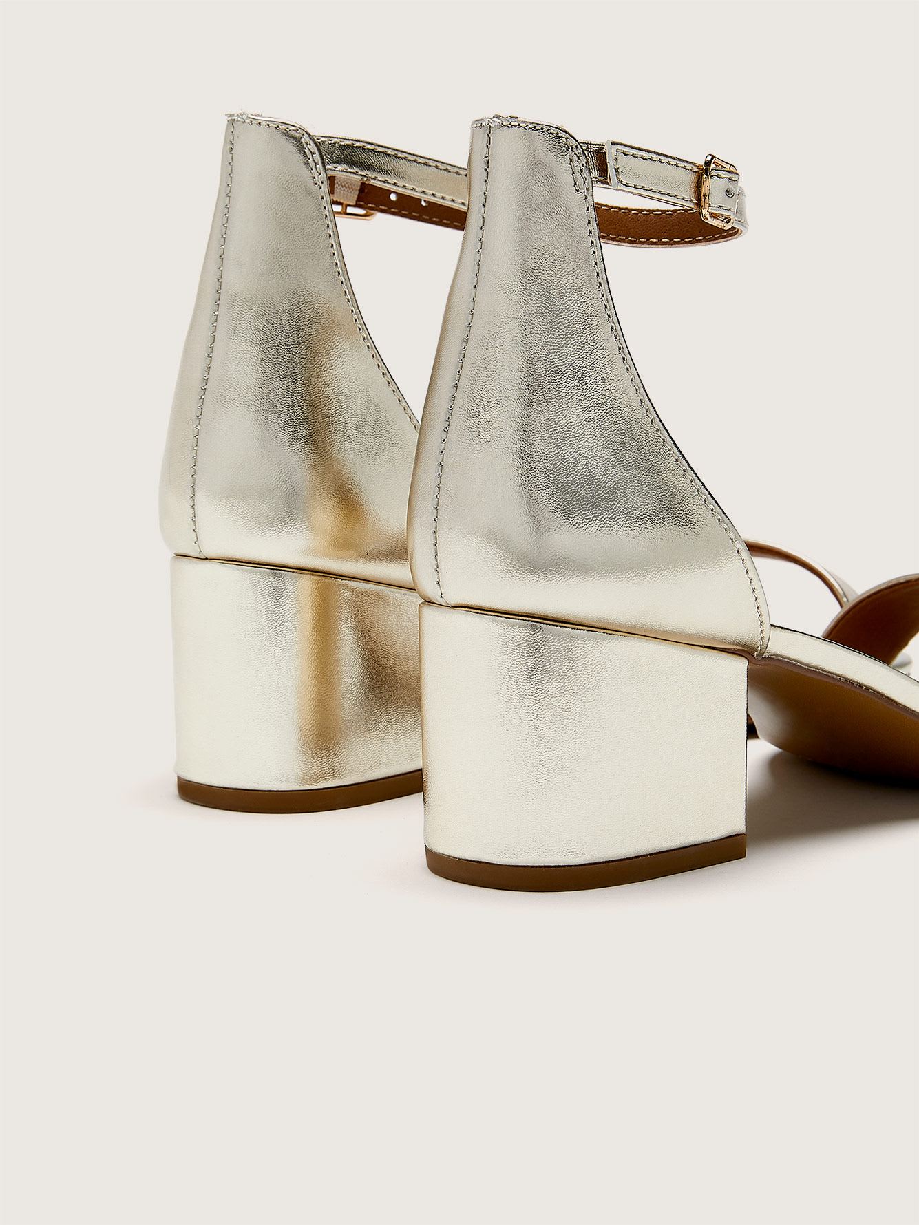 Wide Width, Irene Gold Block Heel Sandal - Steve Madden