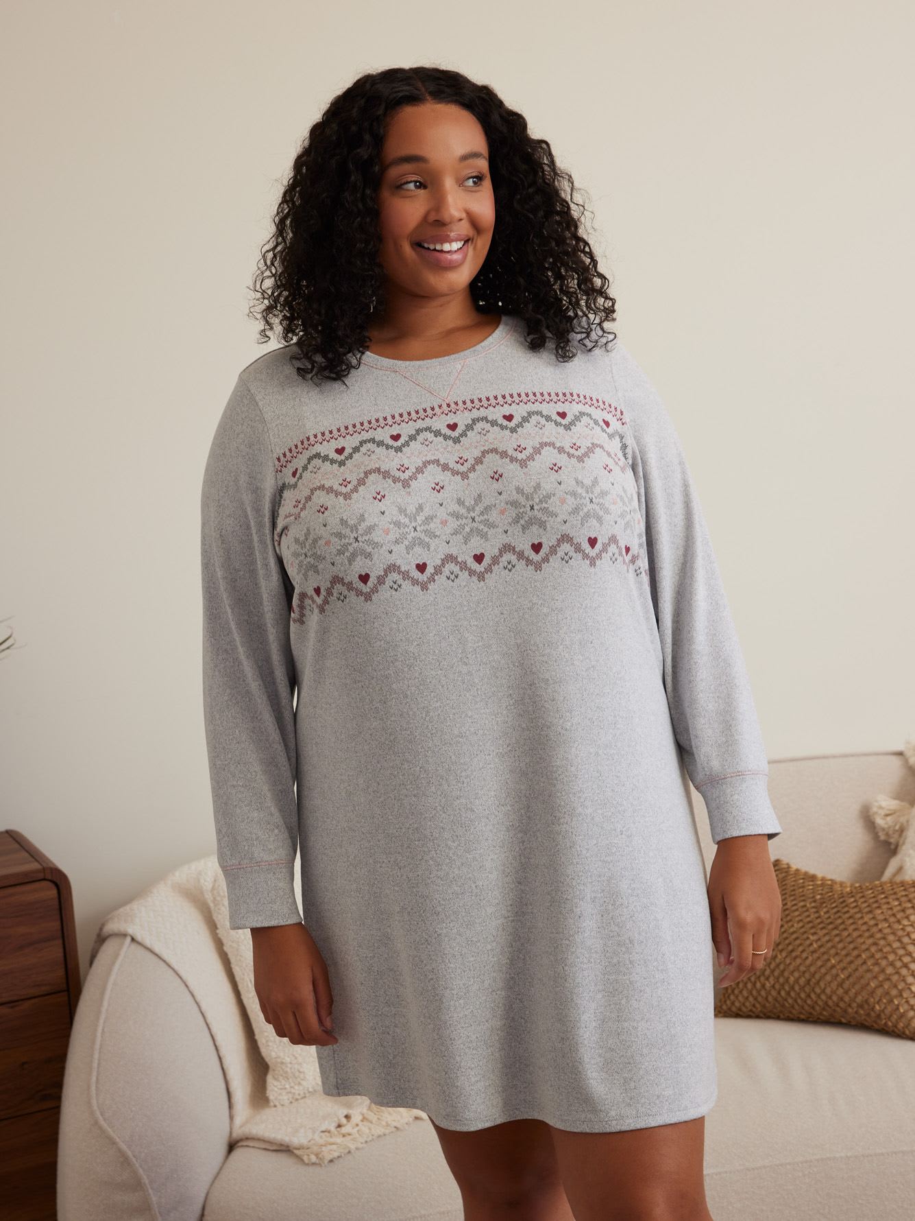 Short Sleepshirt with Fair Isle Print - ti Voglio