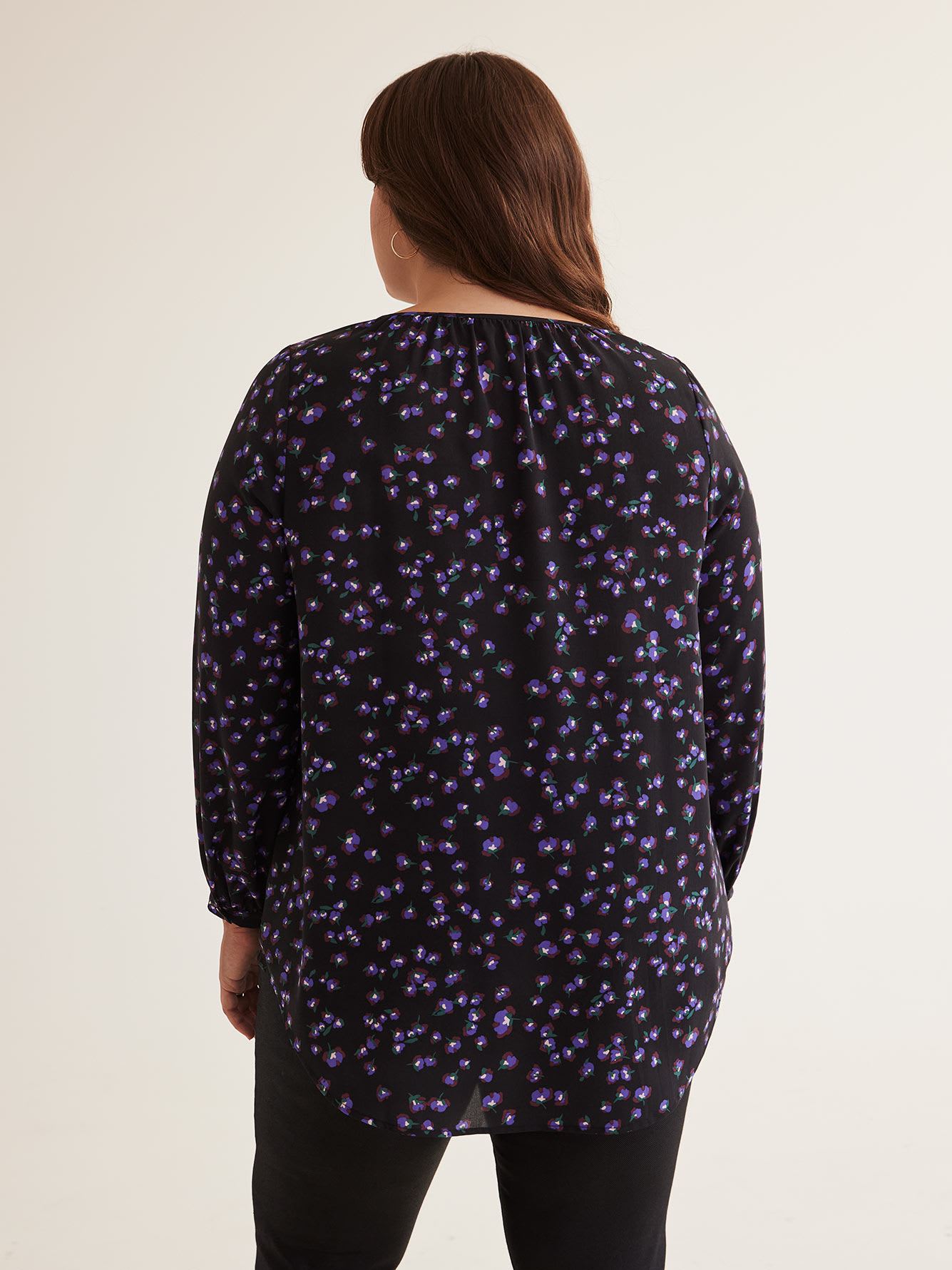Satin Blouse with Long Balloon Sleeves