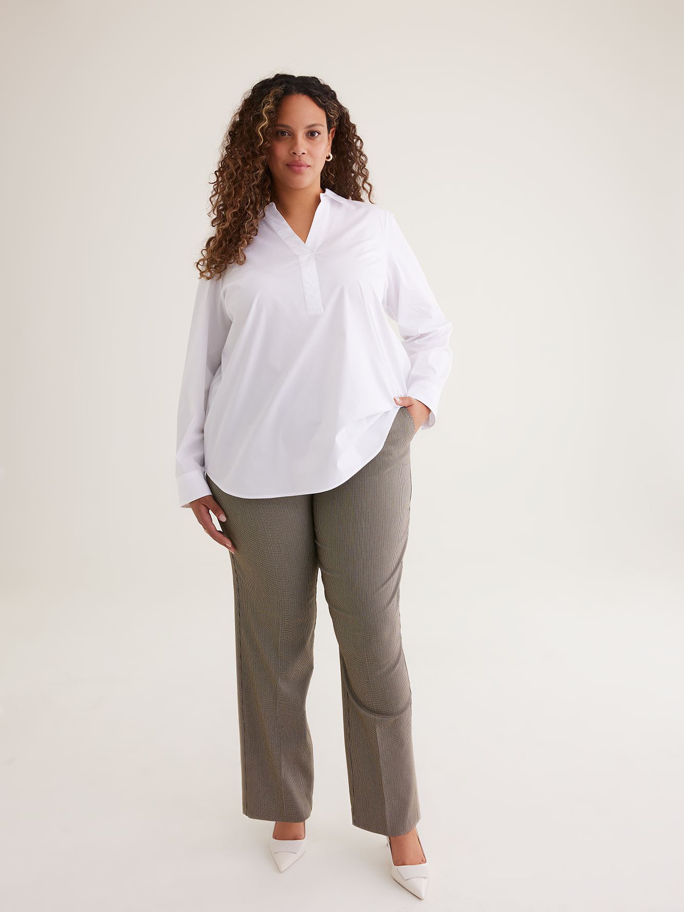 Savvy Fit Straight-Leg Pant Houndstooth Pattern - PENN. Essentials