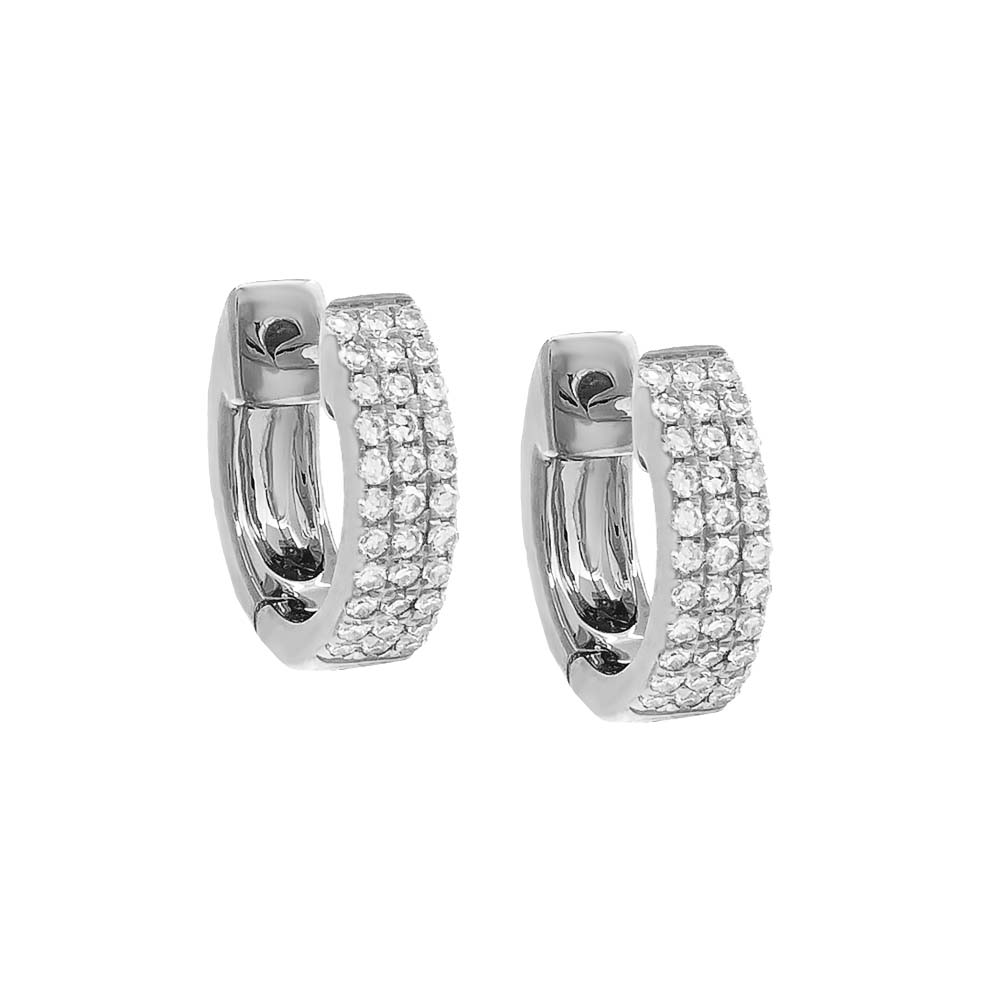 By Adina Eden -DIAMOND TRIPLE ROW HUGGIE EARRING 14K - 14K ROSE GOLD