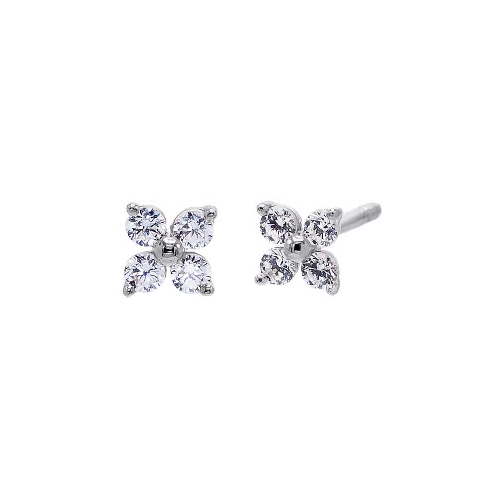 By Adina Eden -CZ FOUR LEAF FLOWER STUD EARRING 14K - 14K GOLD
