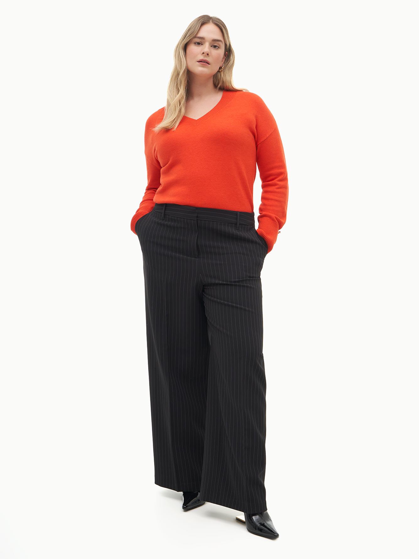 Pinstripe Wide-Leg Pant - Addition Elle