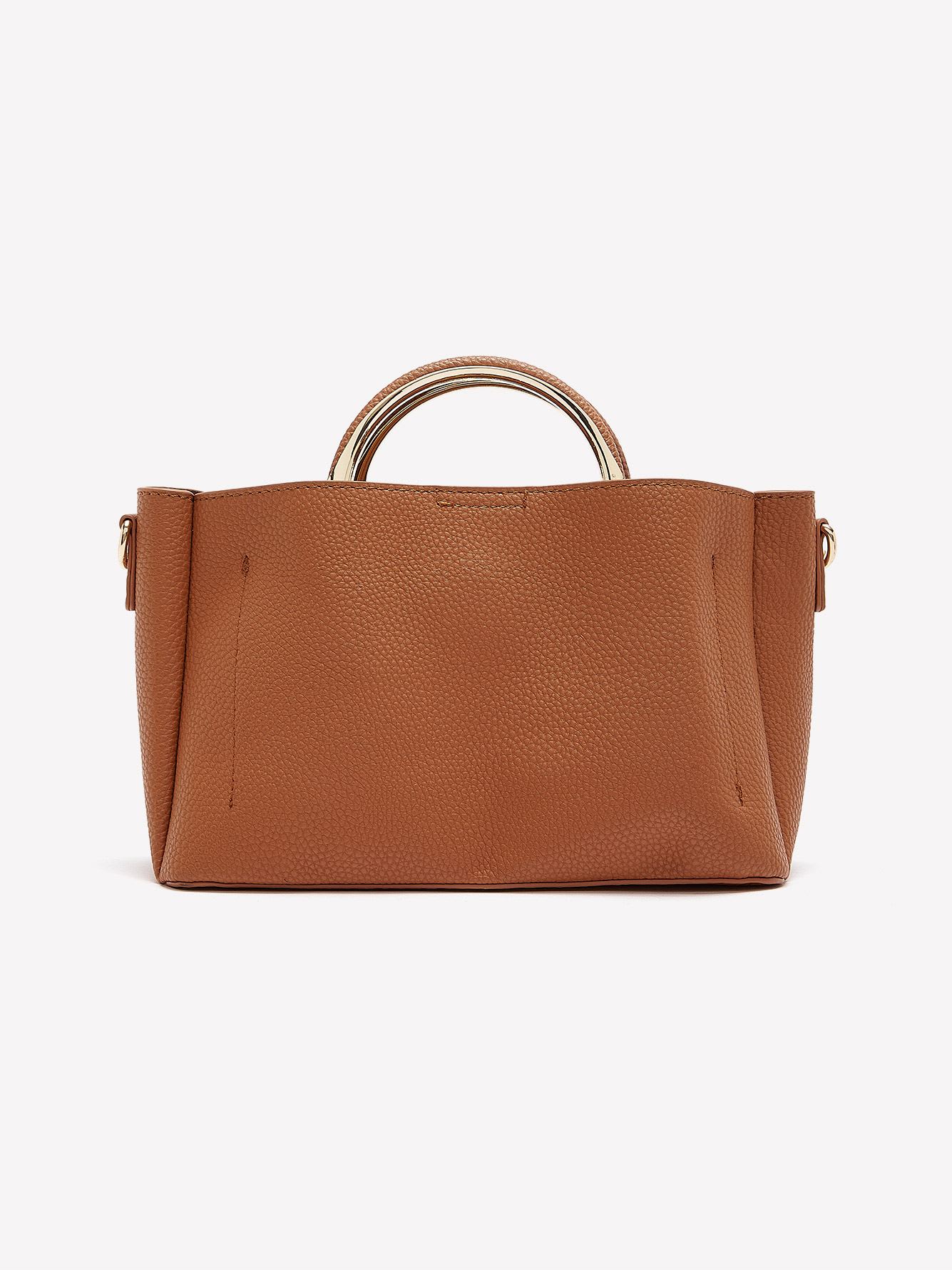 Mini Satchel Handbag in Pebble Faux Leather