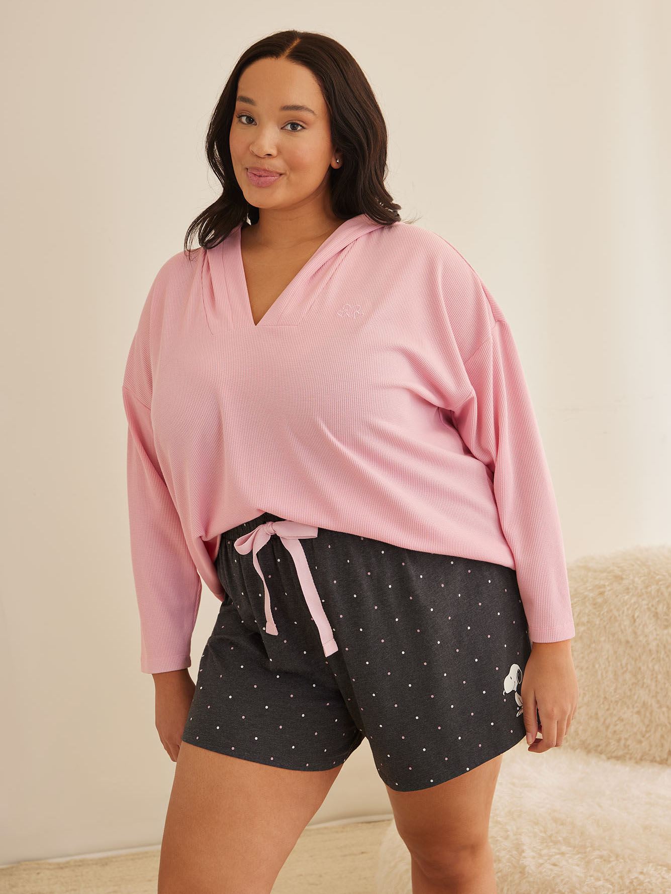 Waffle Knit Pyjama Hoodie with Embroidered Heart - ti Voglio