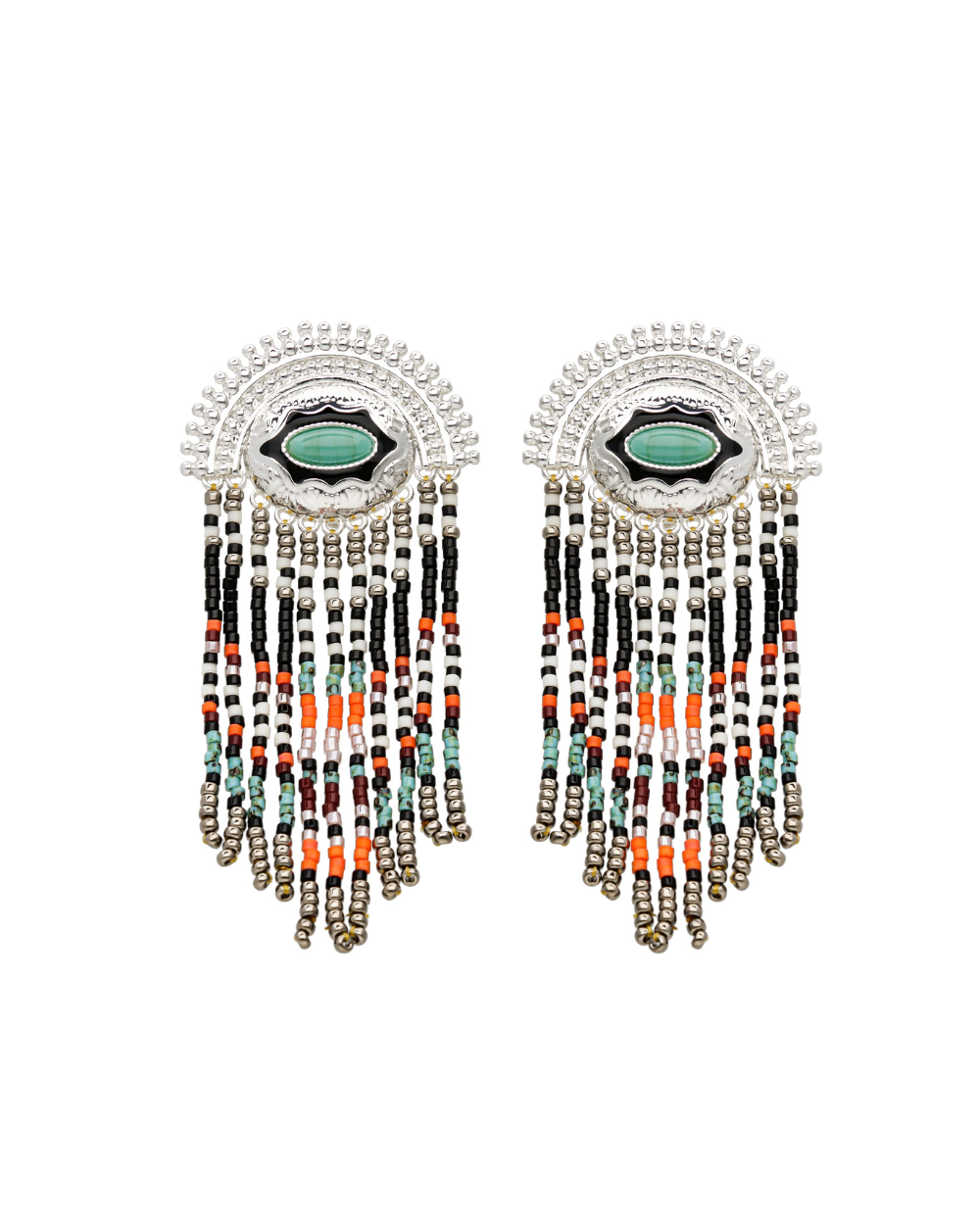 NUEVA Black & Silver Clip Earrings