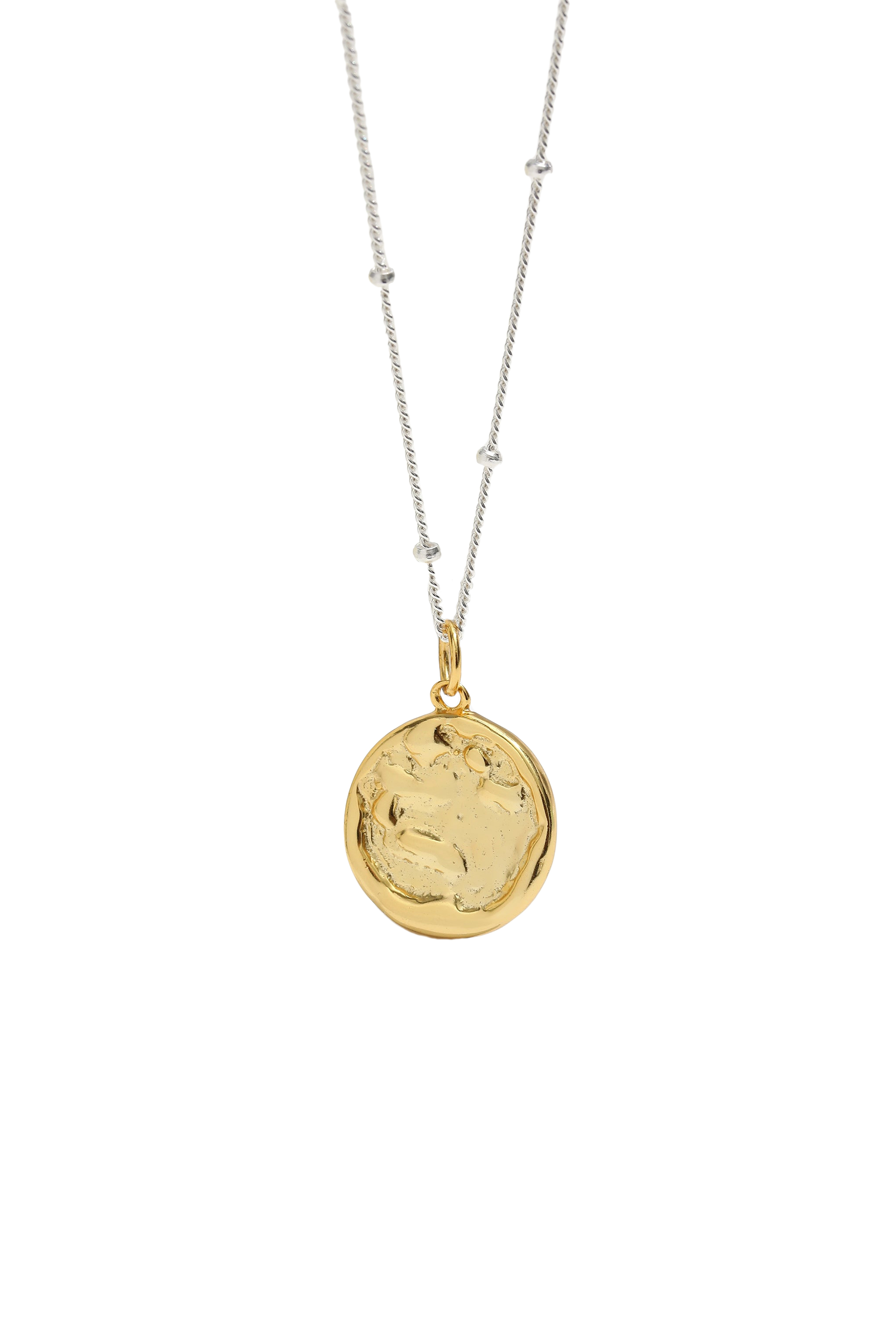 Classicharms-Sterling Silver Molten Coin Pendant Necklace