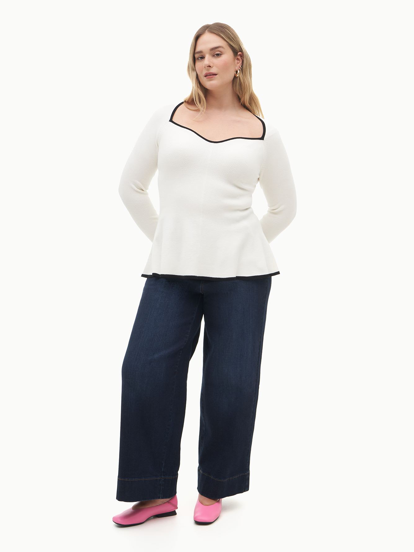 Peplum Sweetheart Sweater - Addition Elle