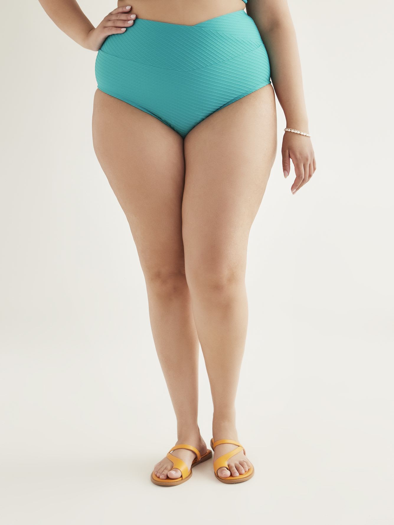 High-Waisted Jacquard Criss Cross Swim Brief