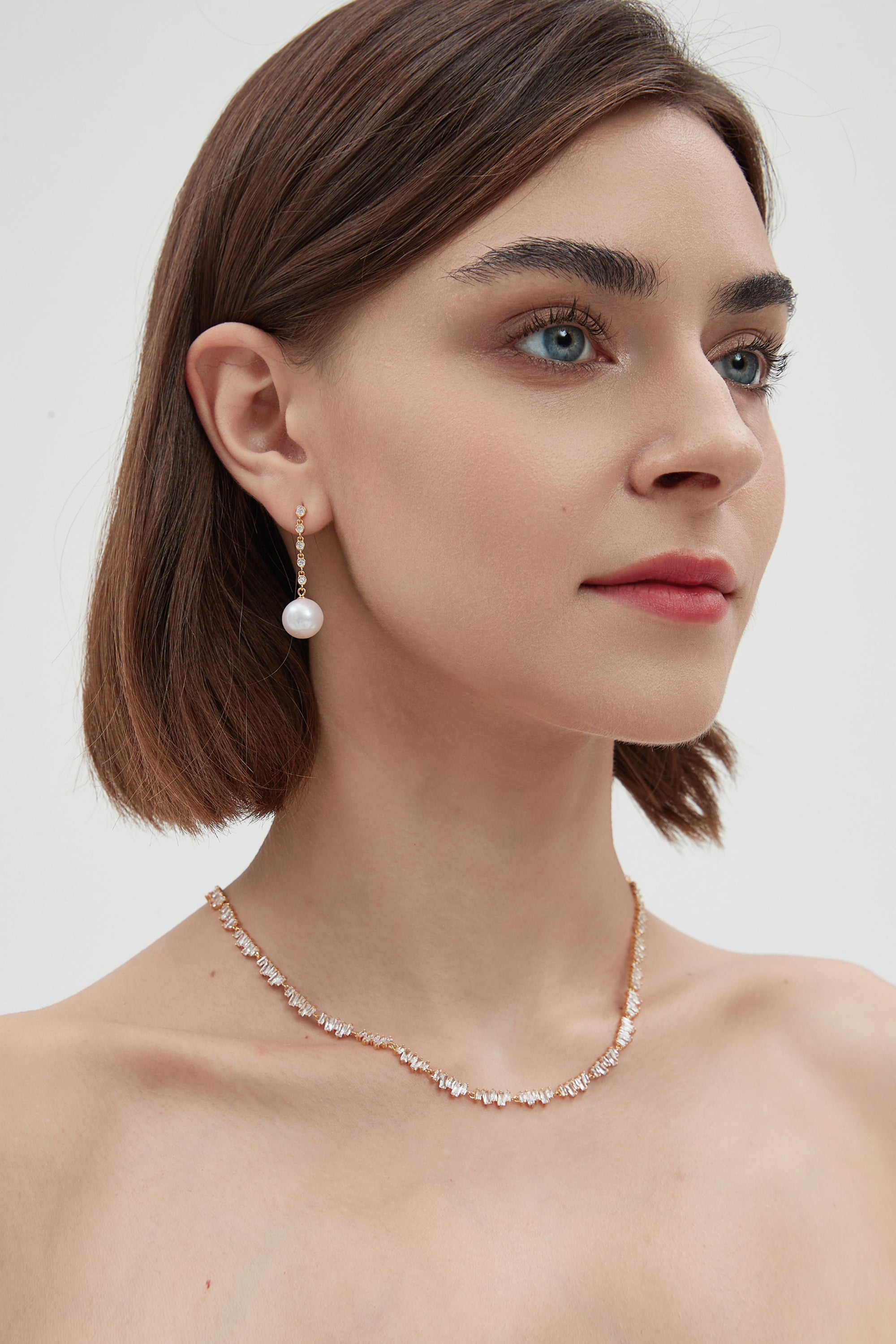 Classicharms-Electra Diamond Rivière Pearl Drop Earrings