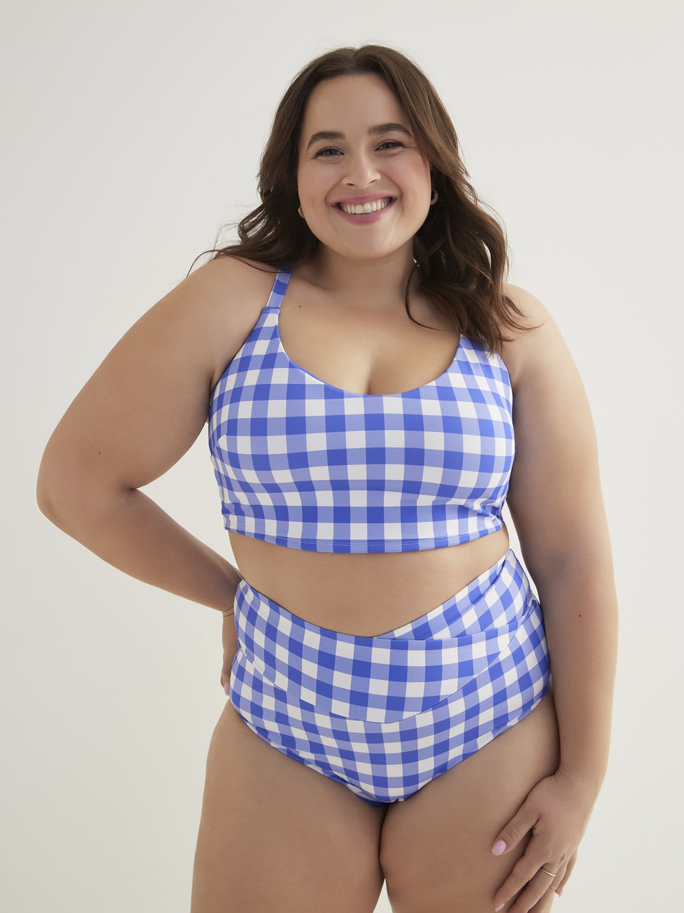 Gingham Longline Bikini Top