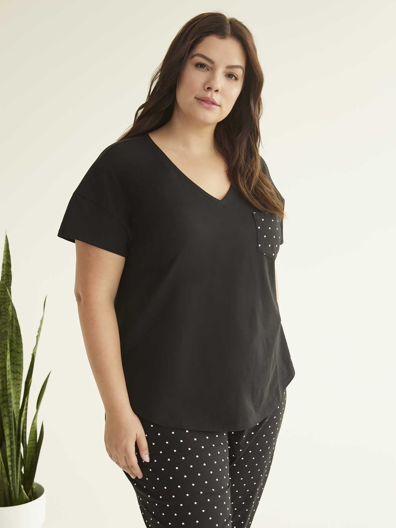 Essential Short-Sleeve Pyjama Top with Chest Pocket - ti VOGLIO