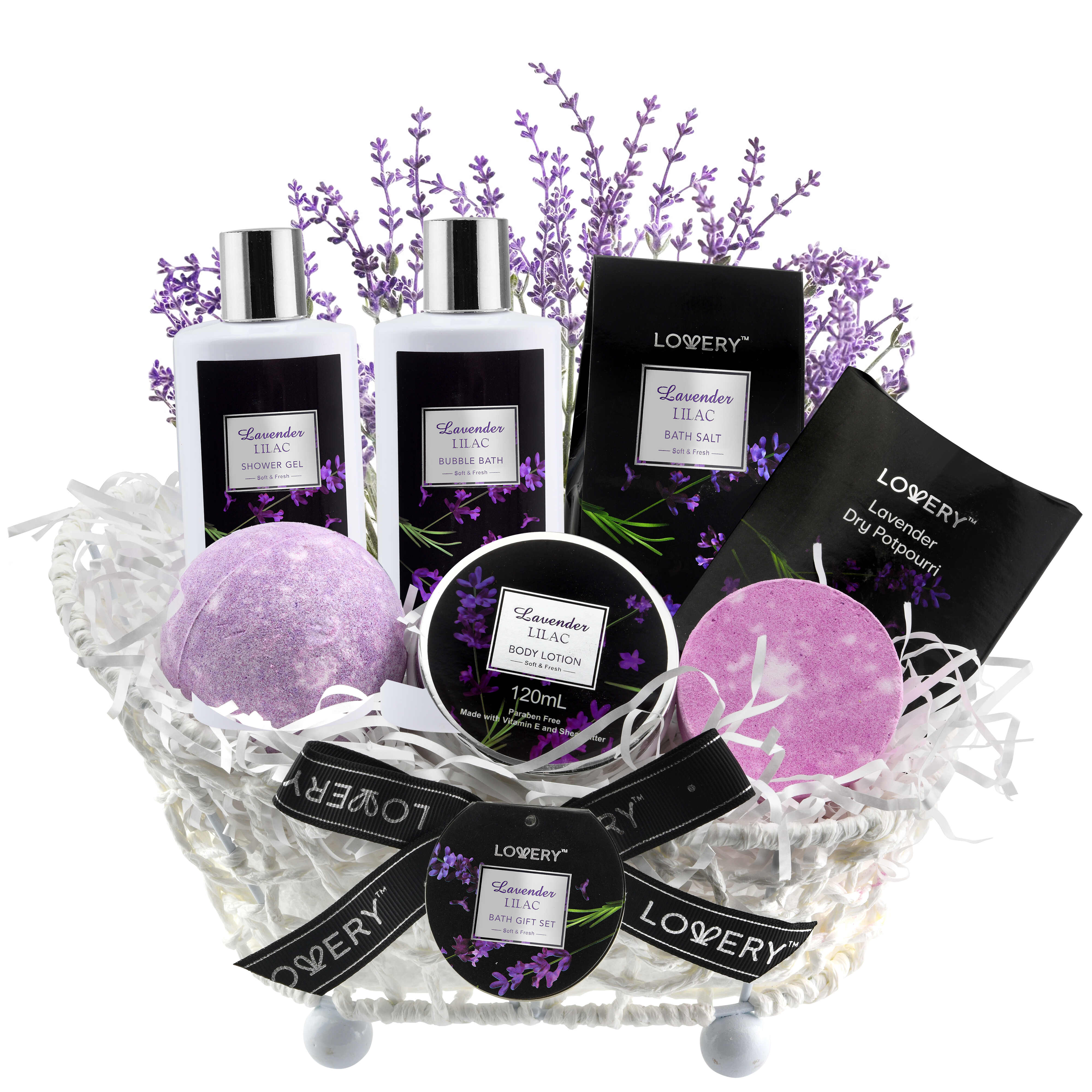 Lovery Lavender Handmade Bath And Body Gift Set, 8 Piece