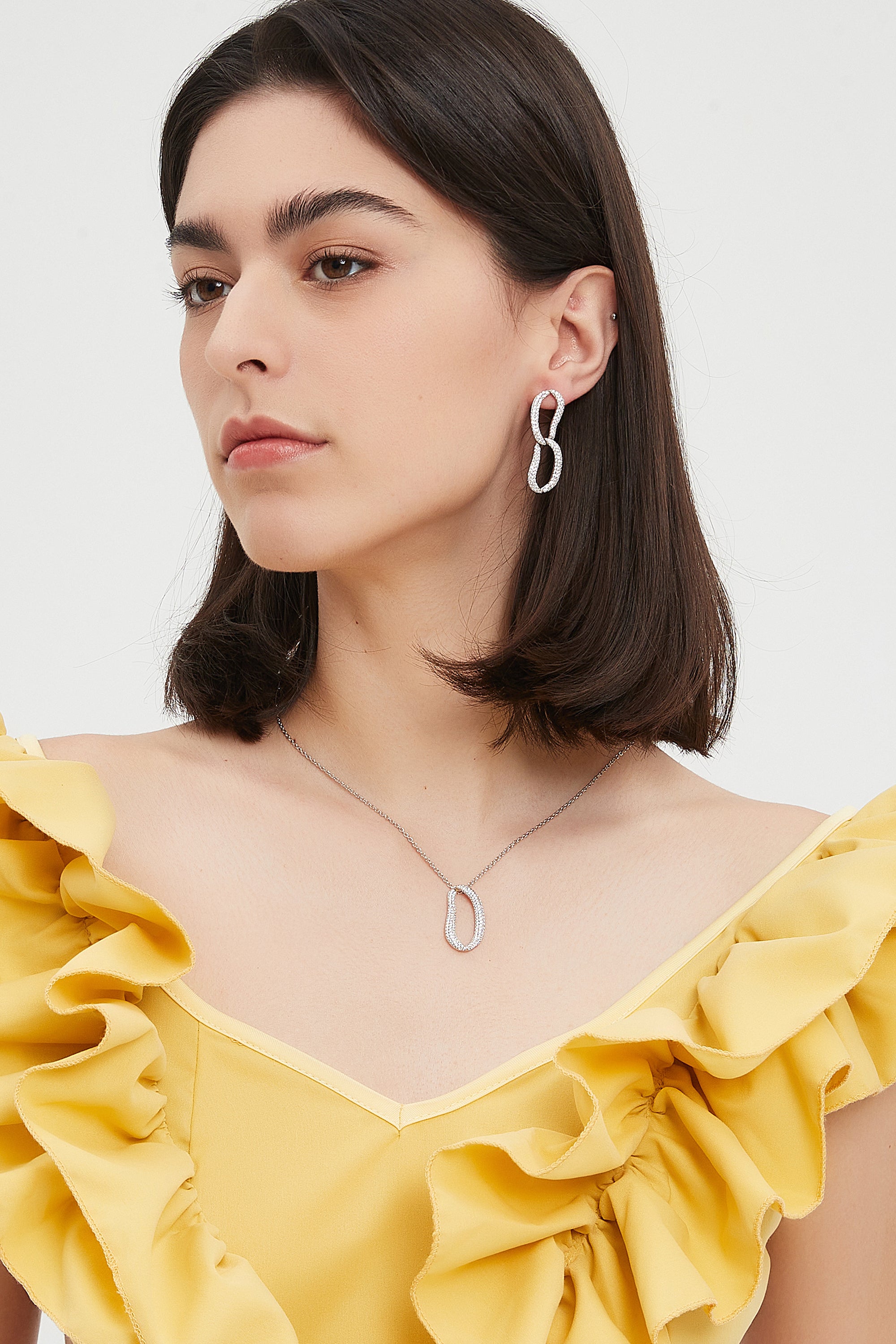 Classicharms-Infinity Pavé Ovate Loop Hoop Earrings