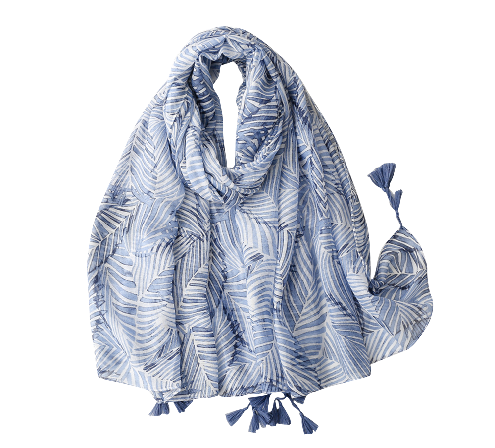 Muted Blue Multi Leaf Scarf - Don't AsK