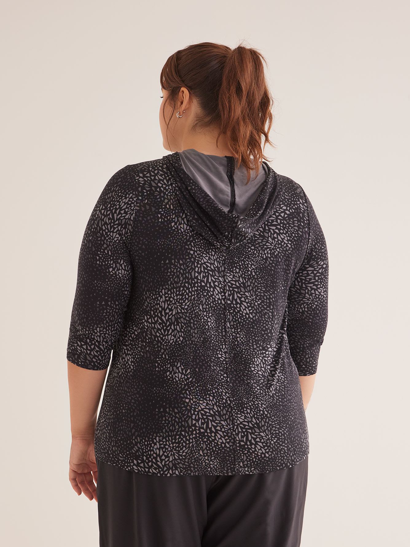 Responsible, Hooded 3/4 Sleeve Knit Top - Active Zone