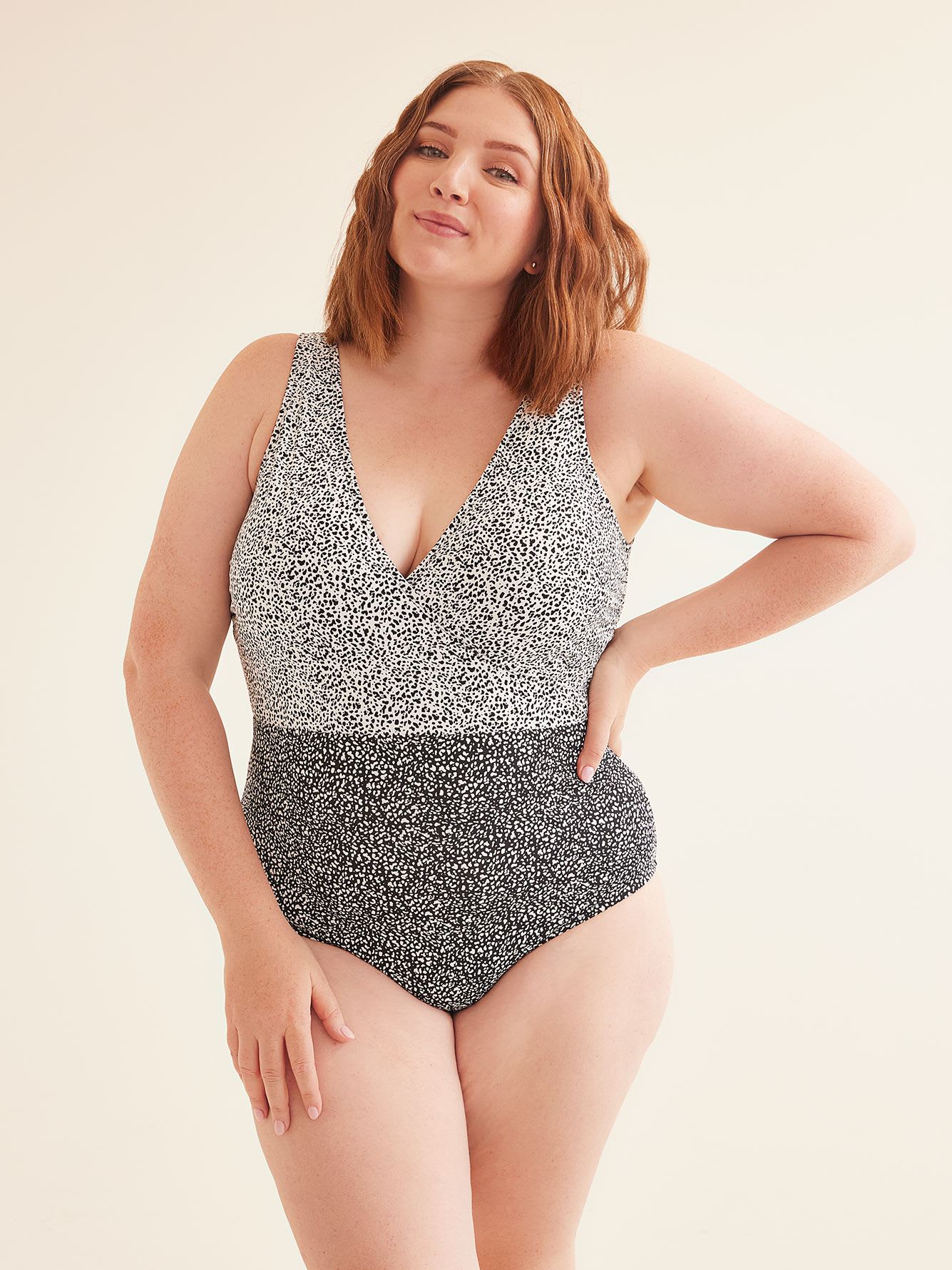 All-Over-Print Wrap One-Piece Swimsuit