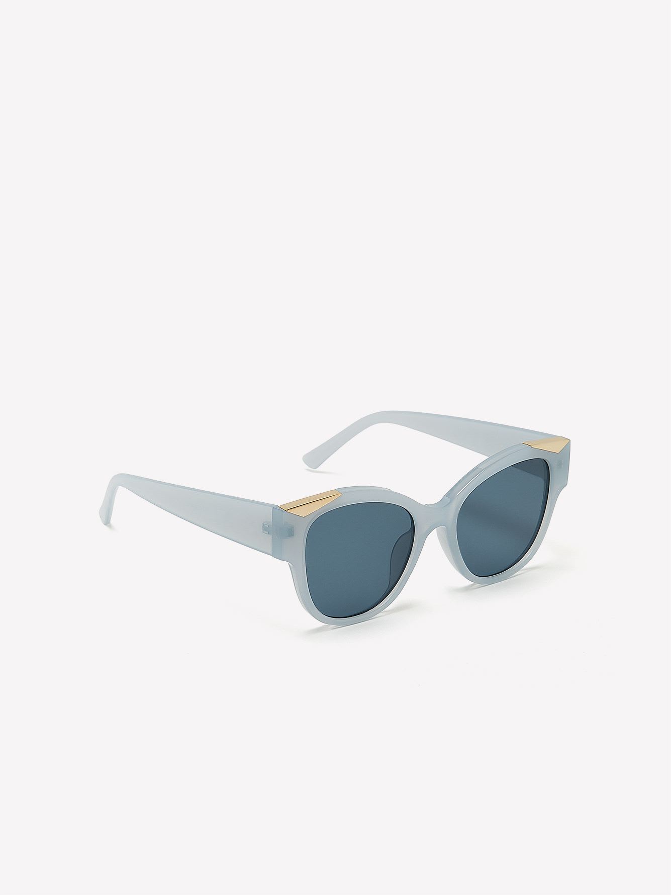 Round Light Blue Smoked Sunglasses