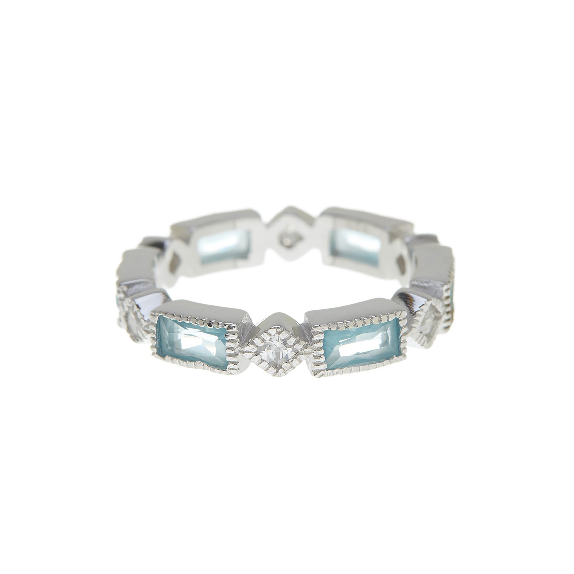 Sterling Forever - Sterling Silver Blue Topaz Cz Victorian Band Ring