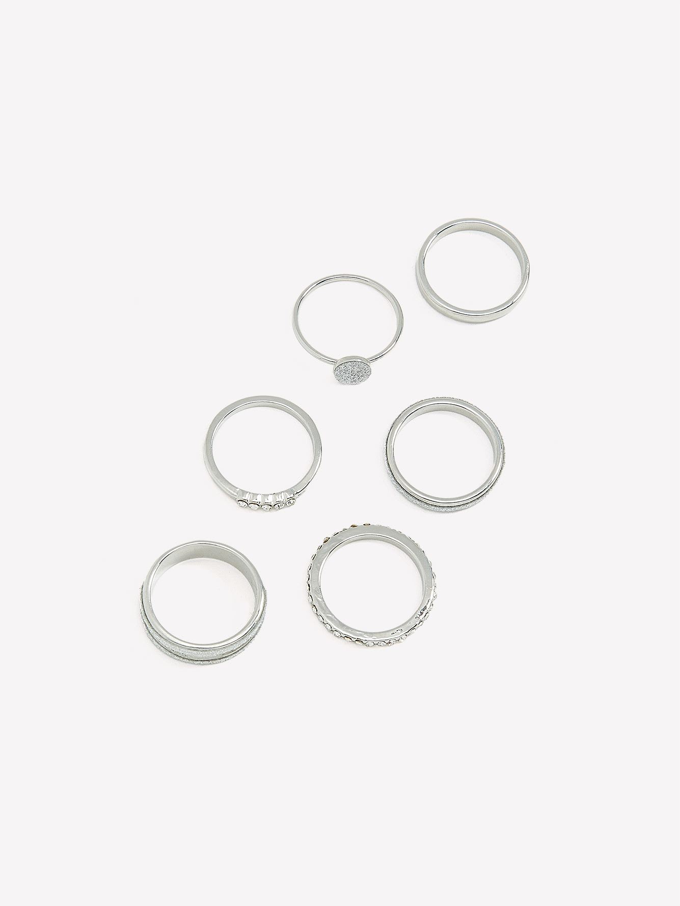 Assorted Rings with Paper Glitter, pack of 6