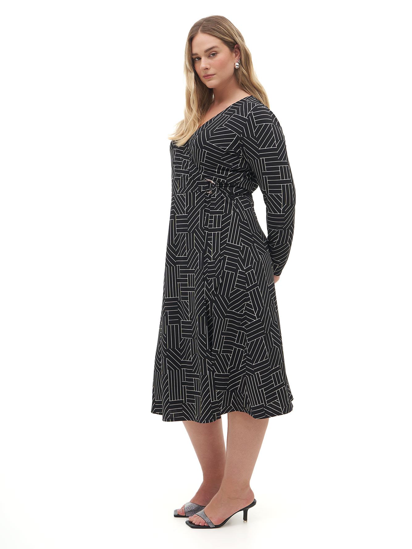 Knit Wrap Printed Dress - Addition Elle