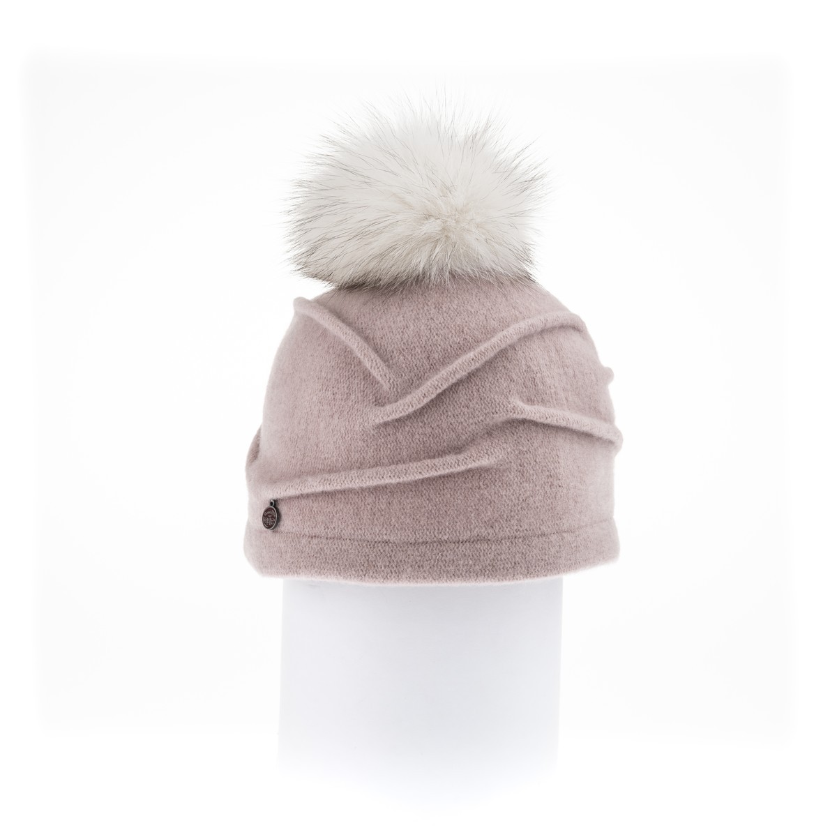 CANADIAN HAT - CLARETA - ORMOS PLEATED BEANIE W UPCYCLED FUR POM