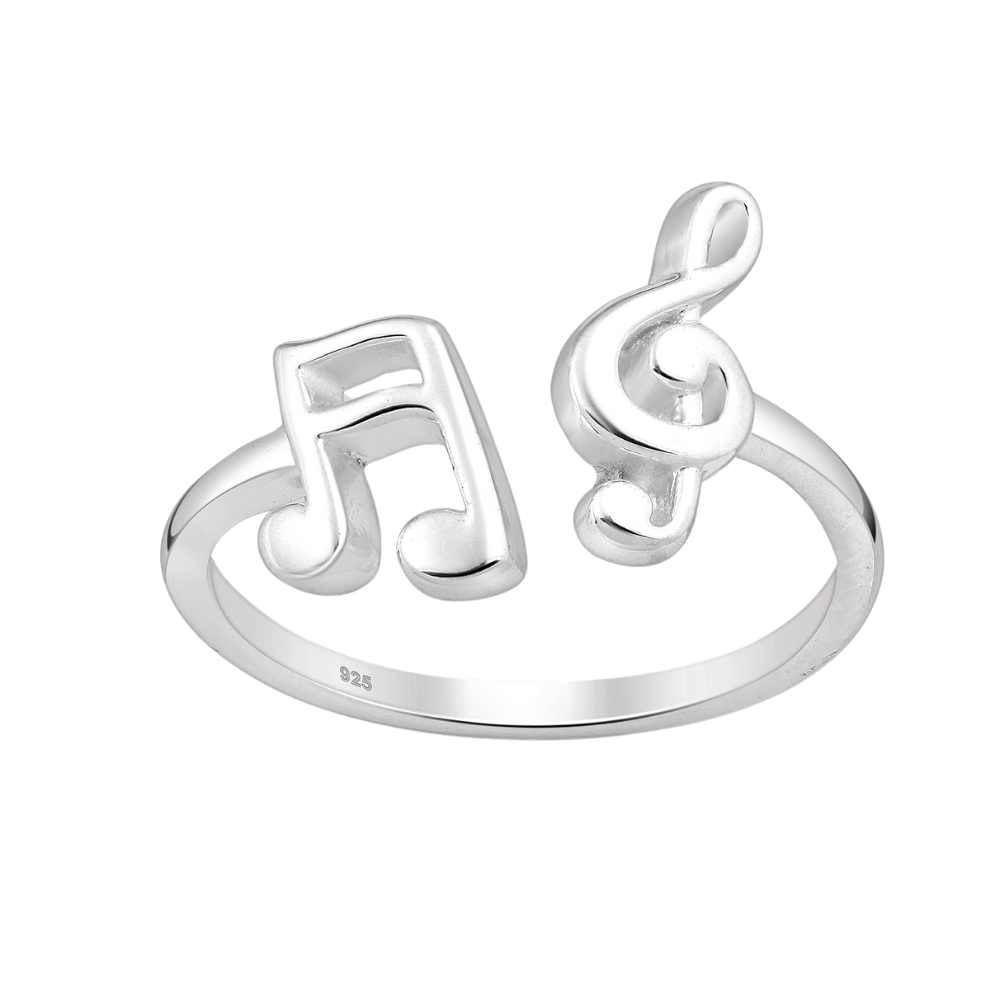 Sterling Silver Adjustable Music Notes Ring by Ag Sterling