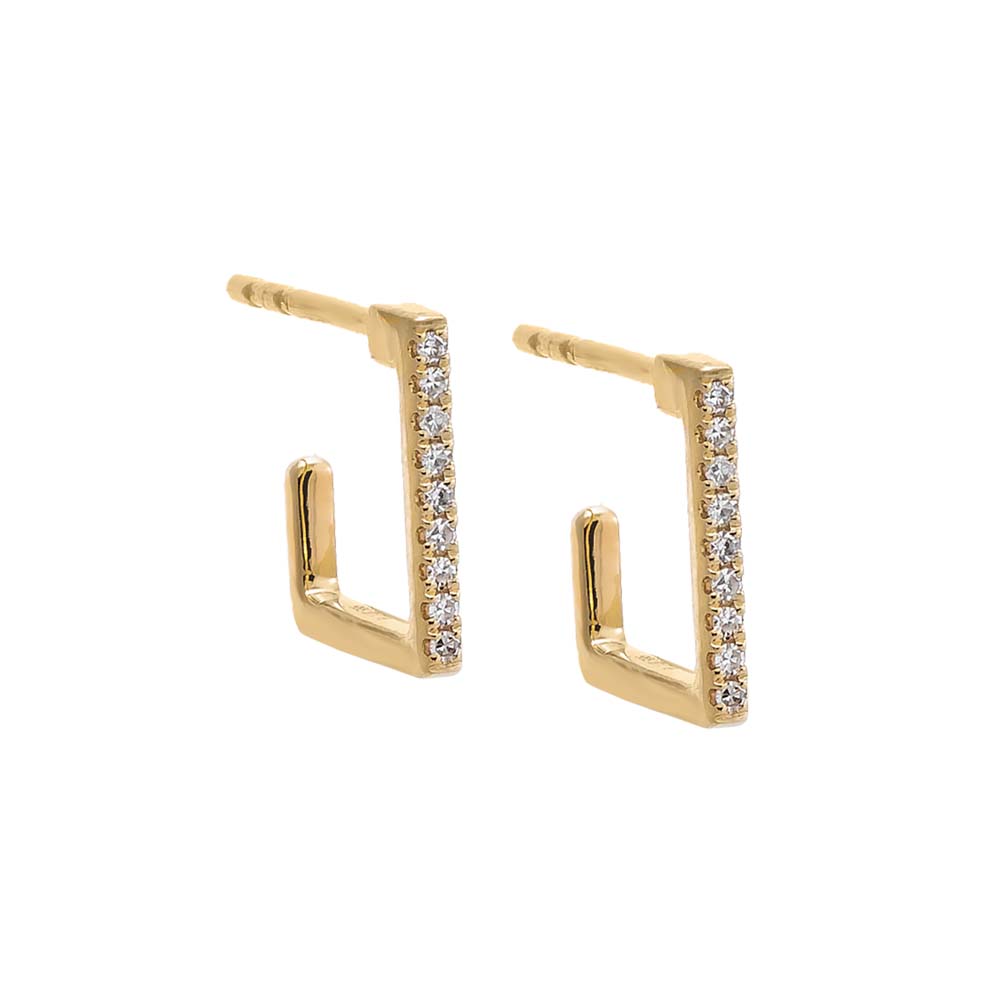 By Adina Eden -DIAMOND PAVE OPEN SQUARE HOOP EARRING 14K - 14K GOLD