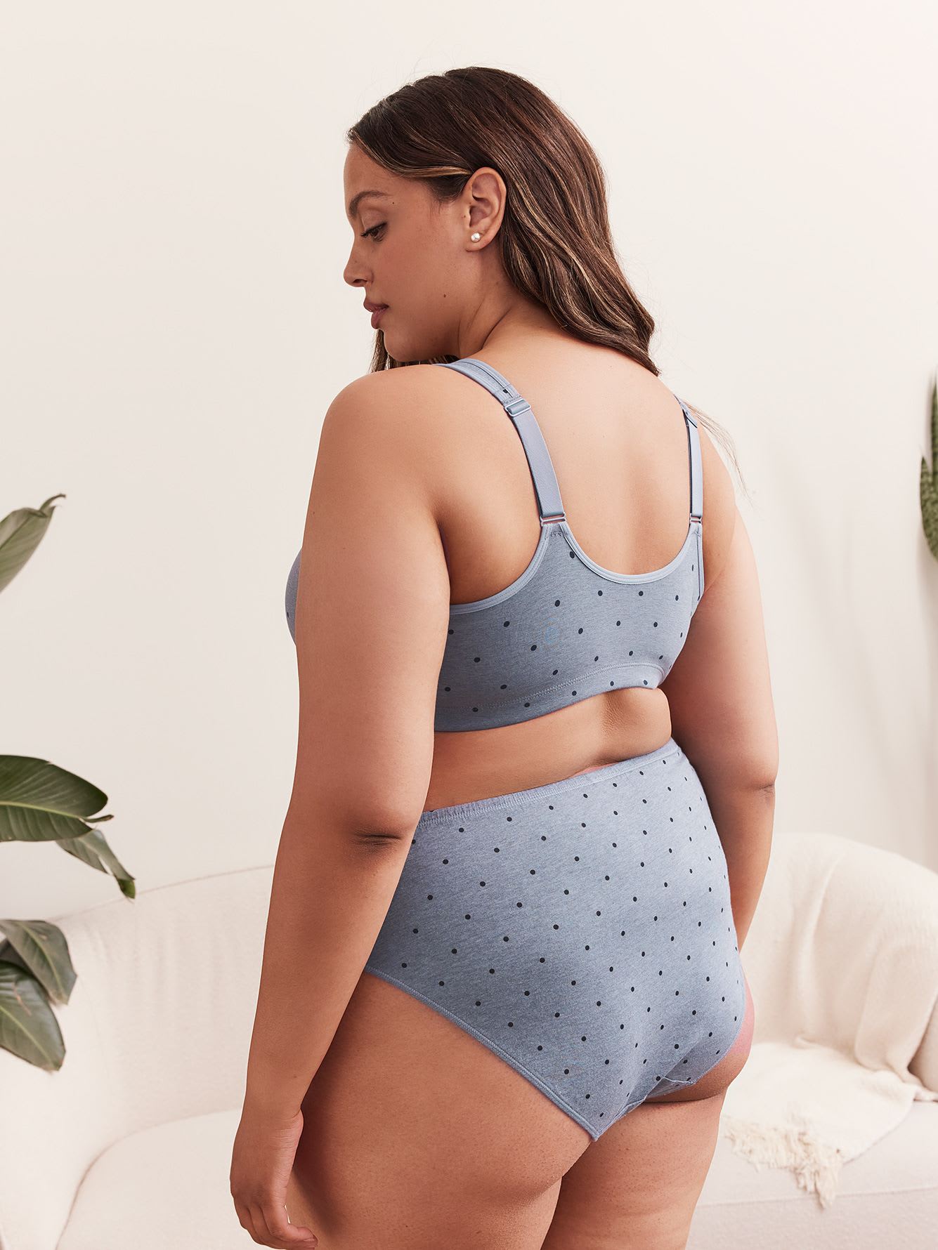 Dotted Front Closure Wireless Cotton Bra - ti Voglio